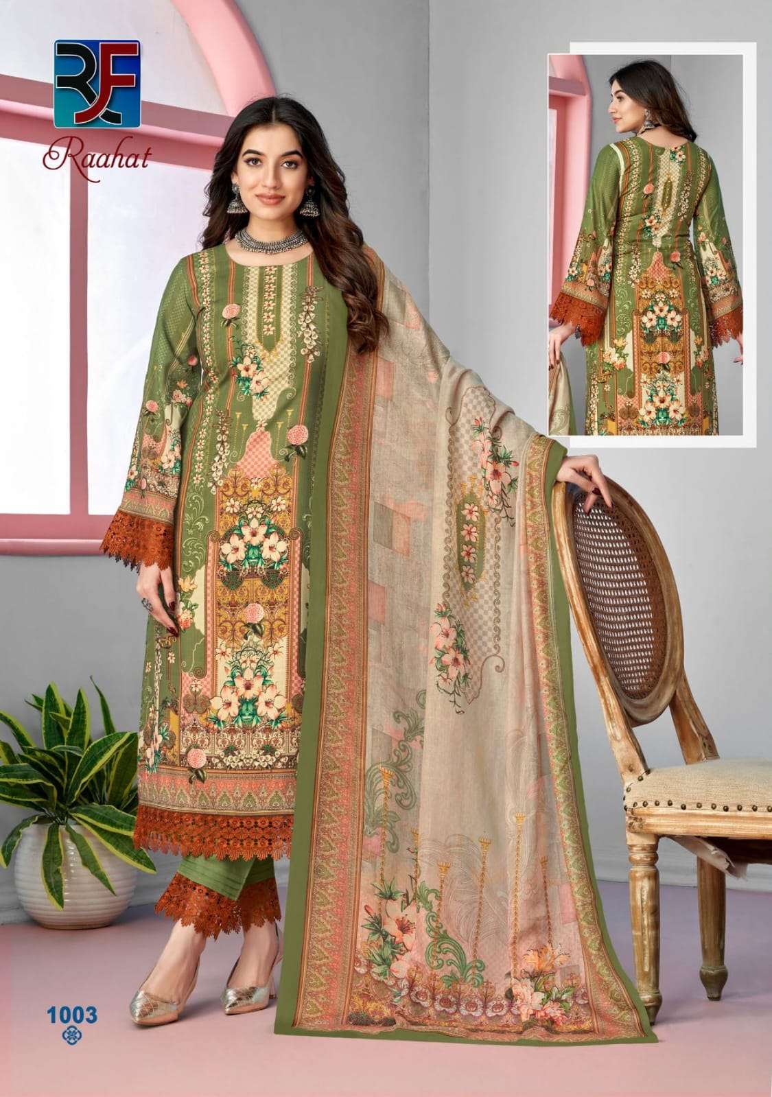RAHI FAB RAAHAT VOL 1 LAWN COTTON DIGITAL KARACHI PRINT SALWAR SUIT