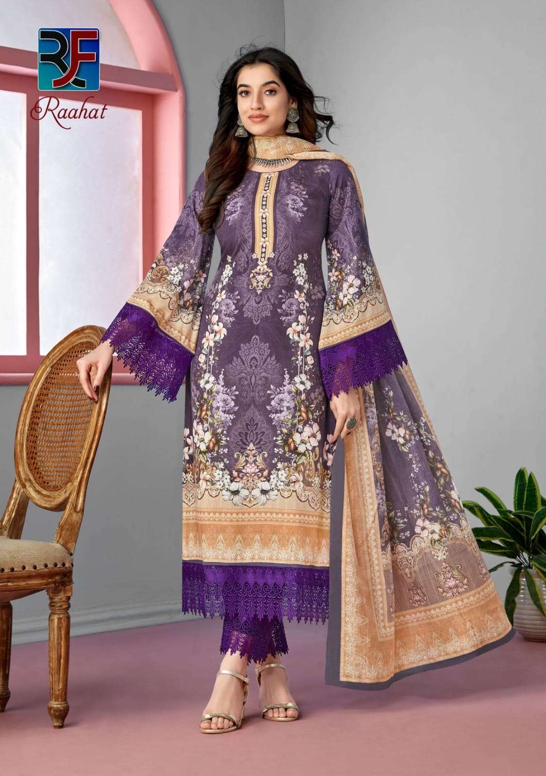 RAHI FAB RAAHAT VOL 1 LAWN COTTON DIGITAL KARACHI PRINT SALWAR SUIT