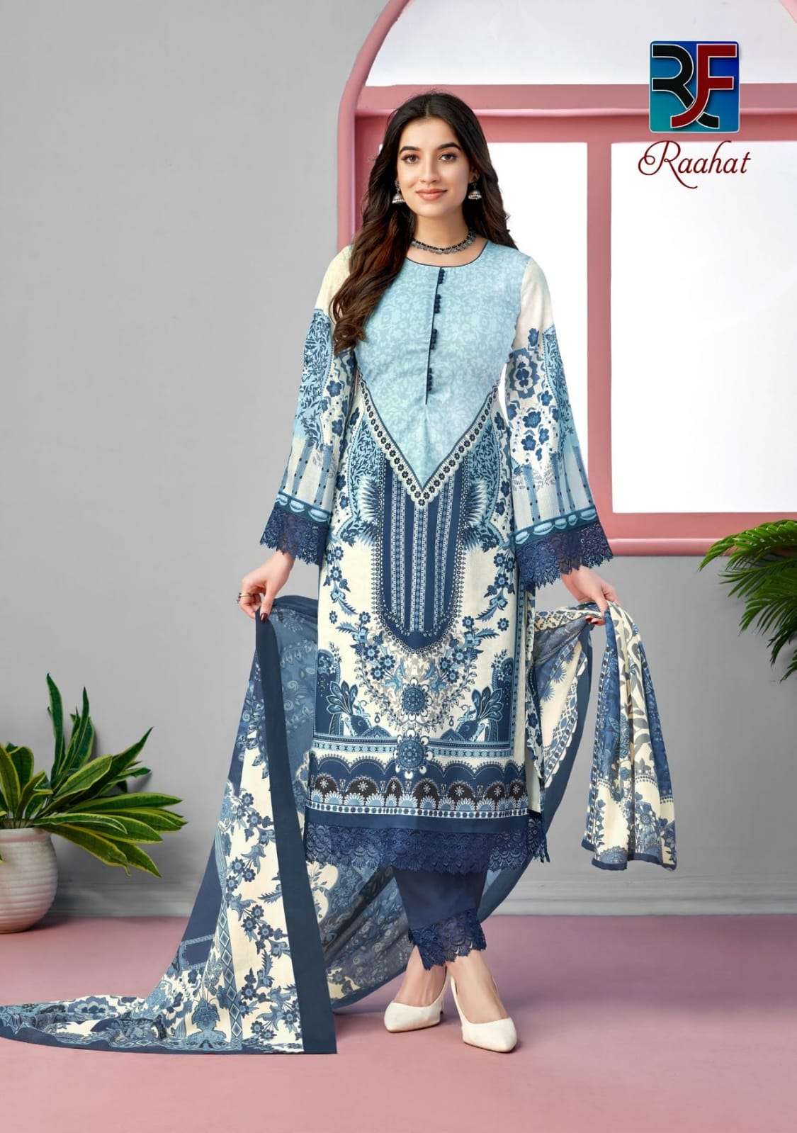 RAHI FAB RAAHAT VOL 1 LAWN COTTON DIGITAL KARACHI PRINT SALWAR SUIT