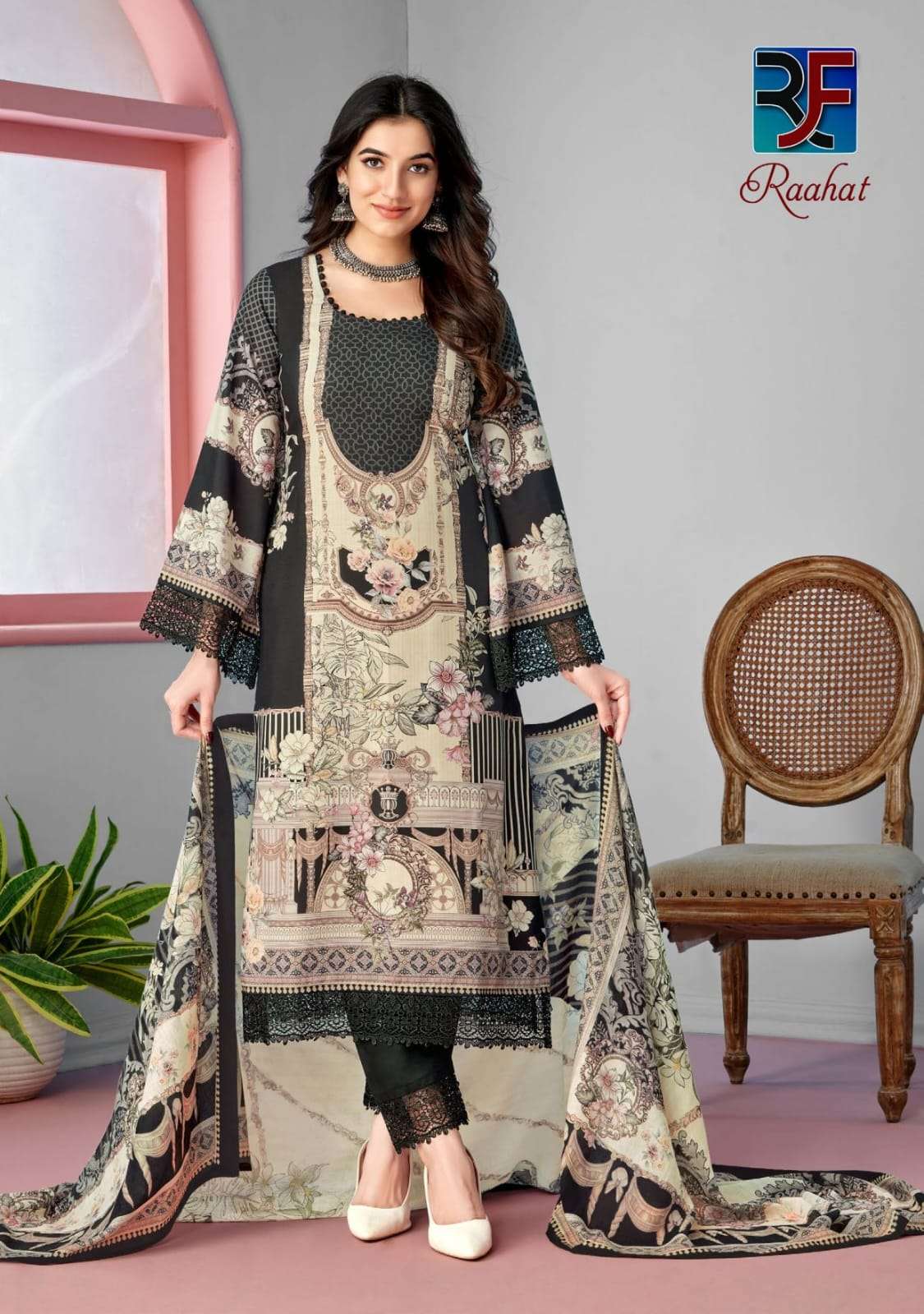RAHI FAB RAAHAT VOL 1 LAWN COTTON DIGITAL KARACHI PRINT SALWAR SUIT
