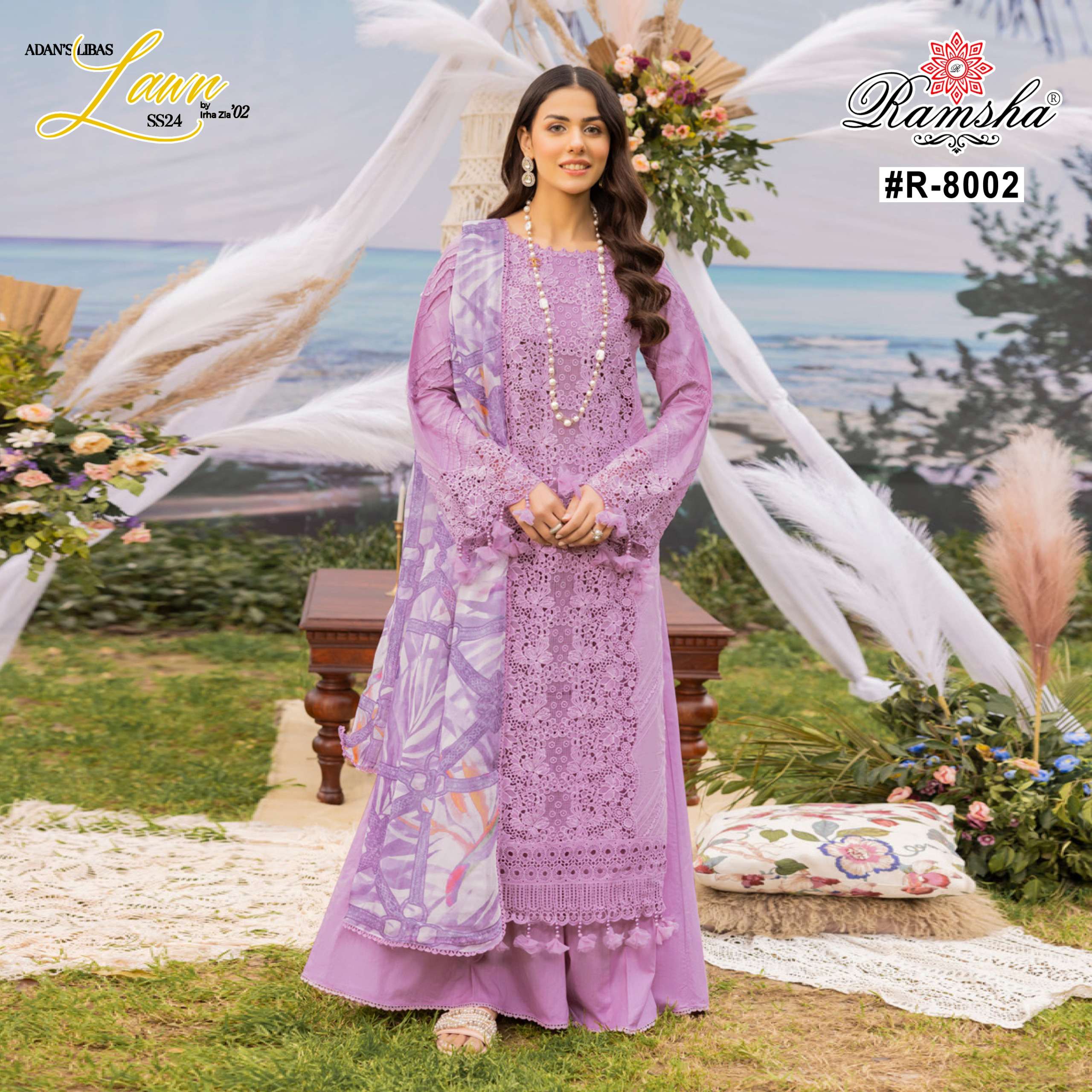RAMSHA ADAN LIBAS COTTON HEAVY EMBROIDERY DESIGNER SUIT