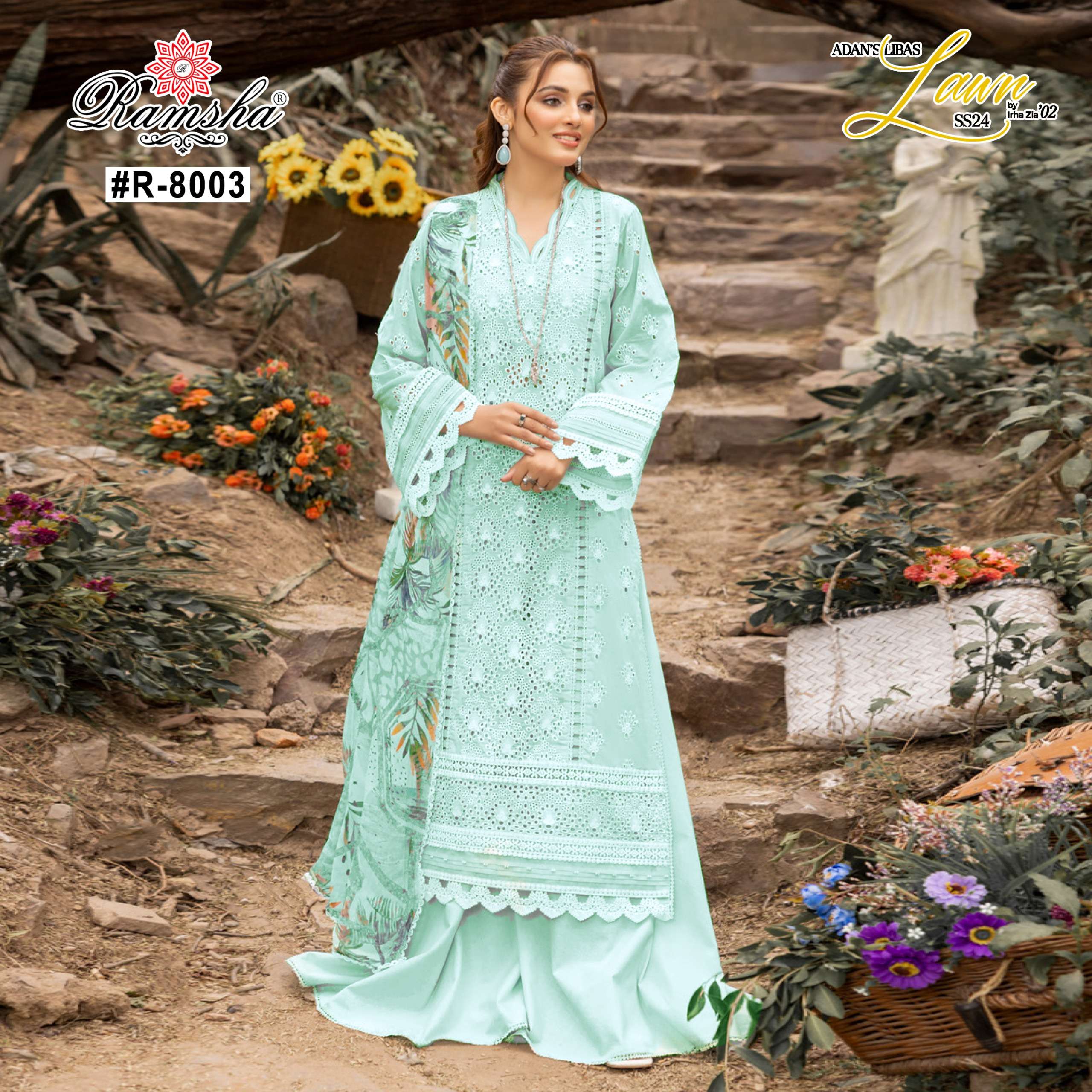 RAMSHA ADAN LIBAS COTTON HEAVY EMBROIDERY DESIGNER SUIT