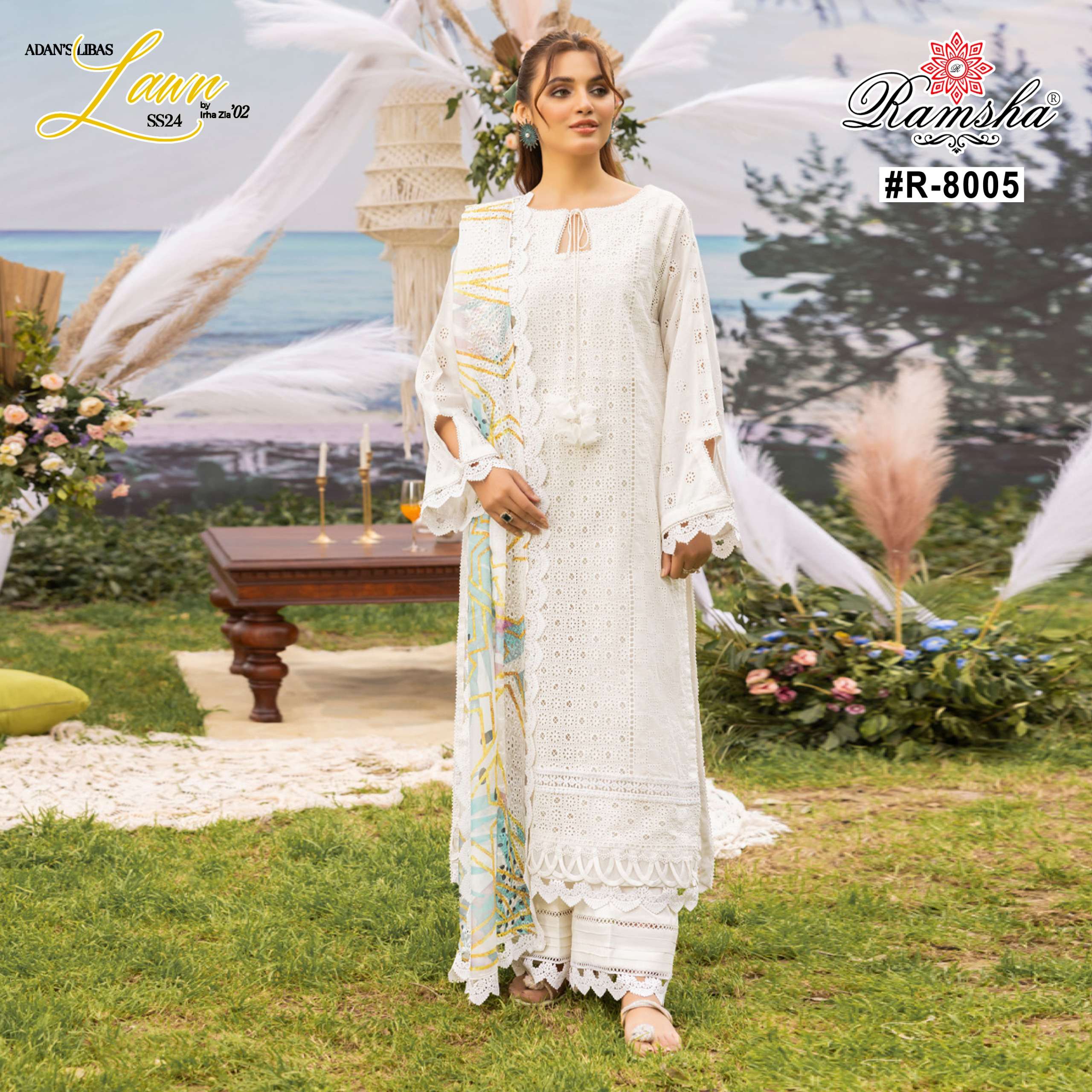 RAMSHA ADAN LIBAS COTTON HEAVY EMBROIDERY DESIGNER SUIT