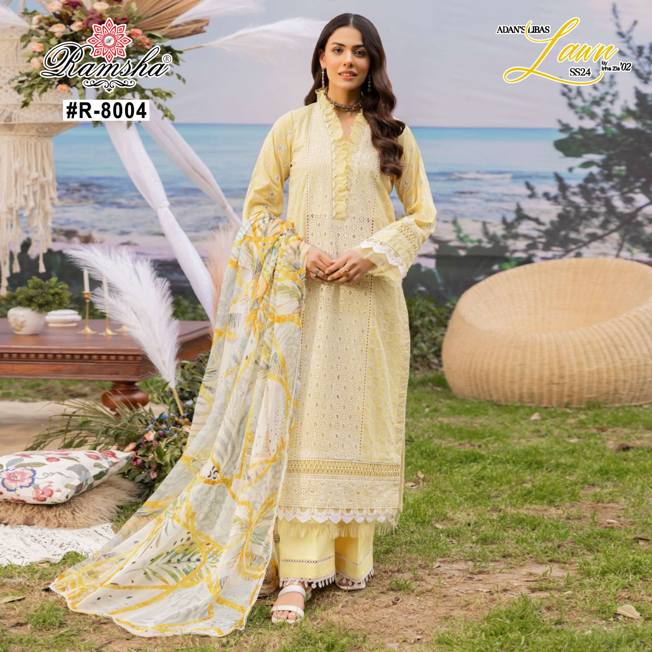 RAMSHA ADAN LIBAS COTTON HEAVY EMBROIDERY DESIGNER SUIT