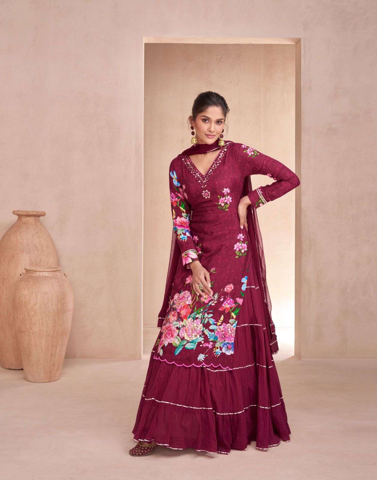 SAYURI DESIGNER DAHLEEZ MUSLIN HEAVY DESIGNER PARTY WEAR SUIT
