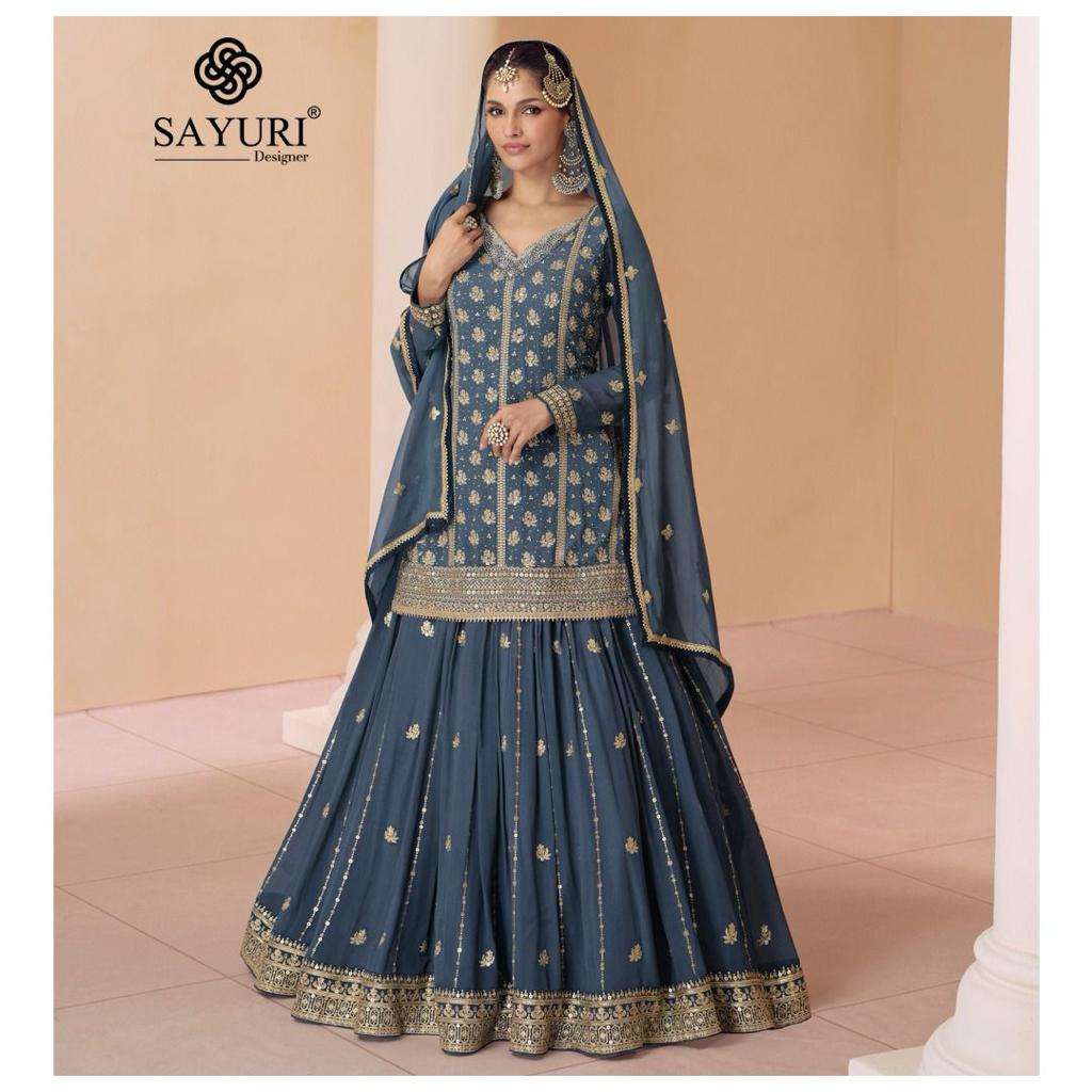 SAYURI DESIGNER SARA GEORGETTE HEAVY DESIGNER WEDDING WEAR DRESS