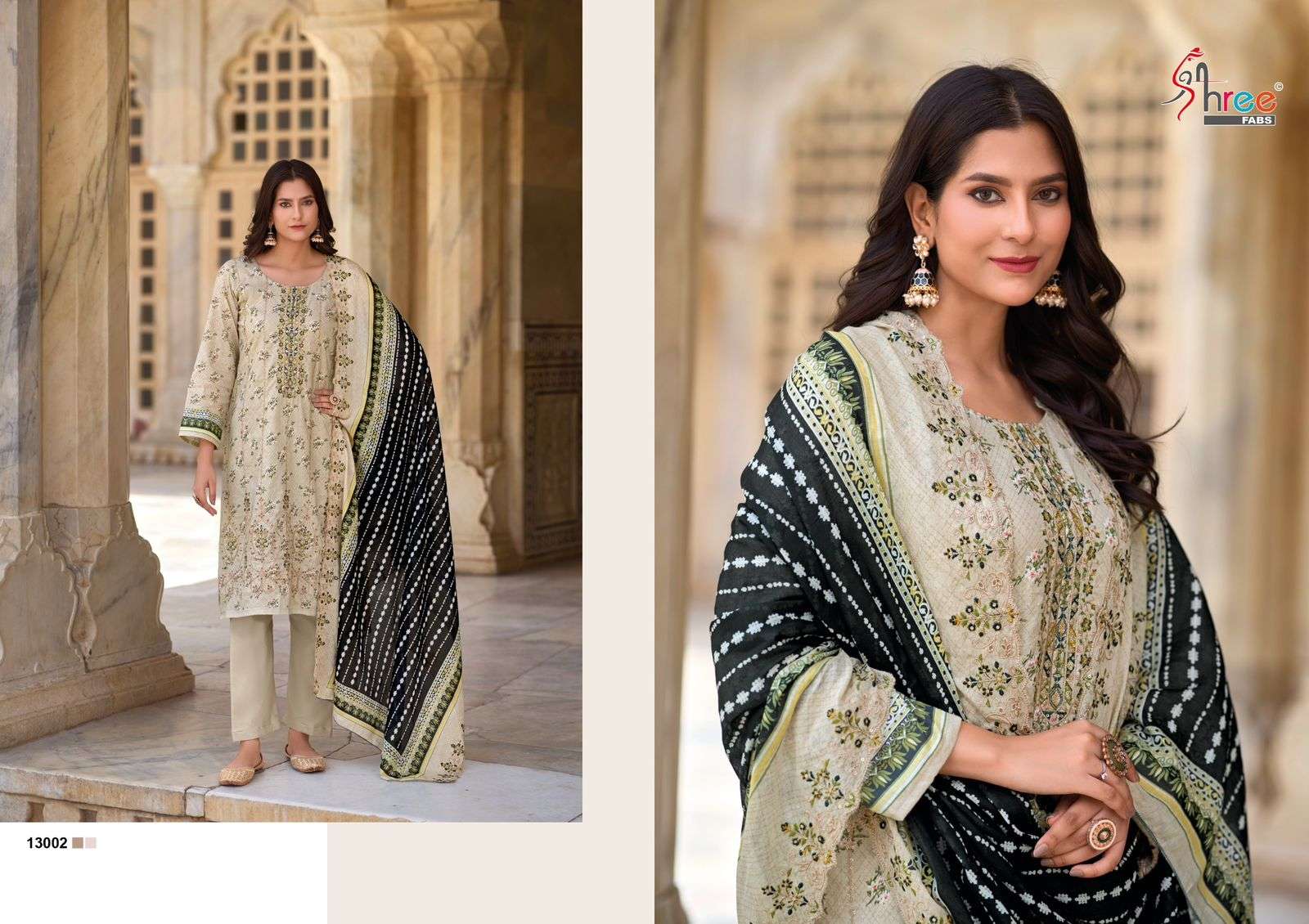 SHREE FABS BIN SAEED LAWN COLLECTION VOL 13 COTTON SELF EMBRODERY WORK SUIT