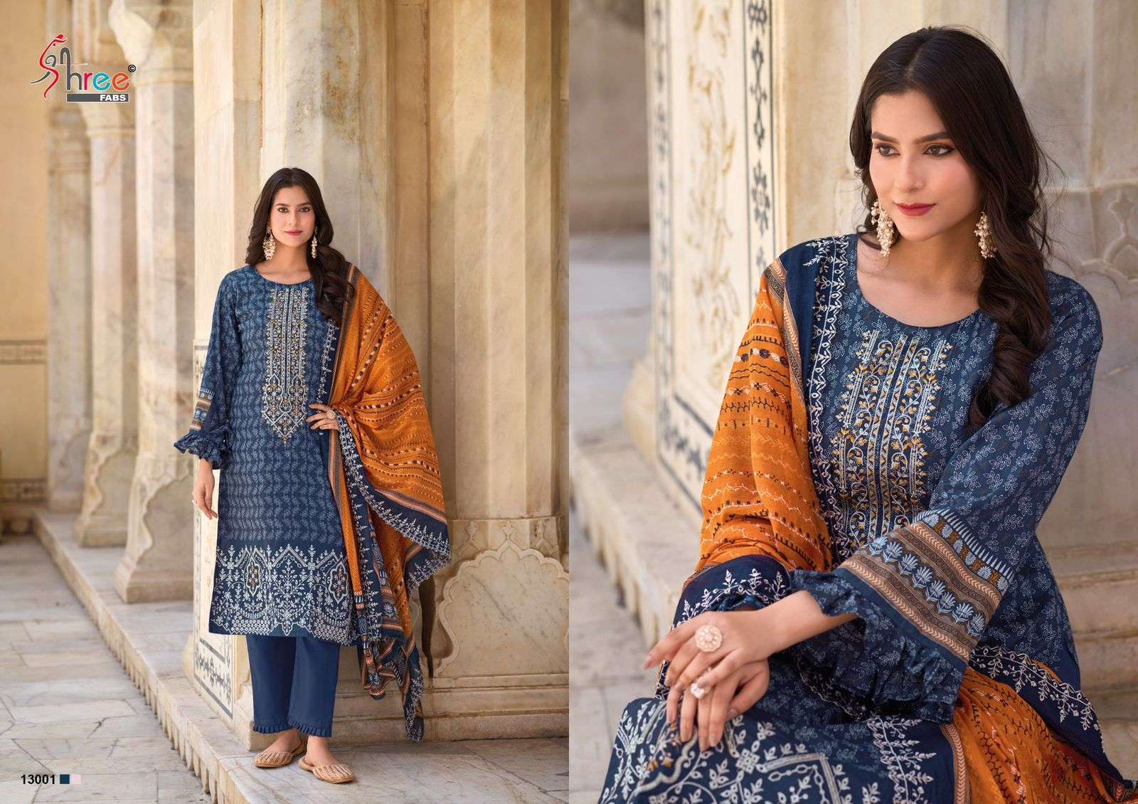 SHREE FABS BIN SAEED LAWN COLLECTION VOL 13 COTTON SELF EMBRODERY WORK SUIT