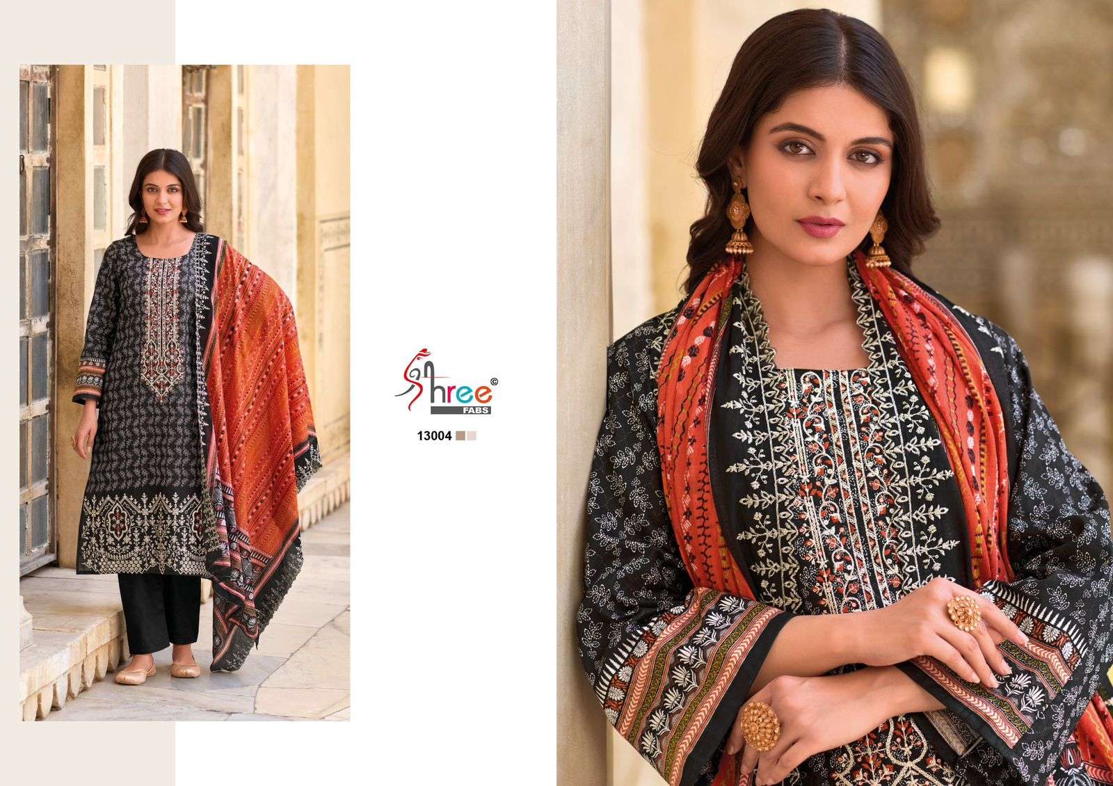SHREE FABS BIN SAEED LAWN COLLECTION VOL 13 COTTON SELF EMBRODERY WORK SUIT