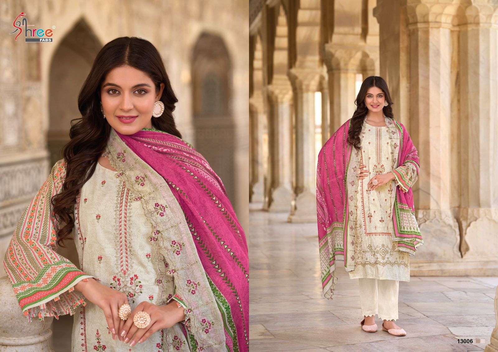 SHREE FABS BIN SAEED LAWN COLLECTION VOL 13 COTTON SELF EMBRODERY WORK SUIT