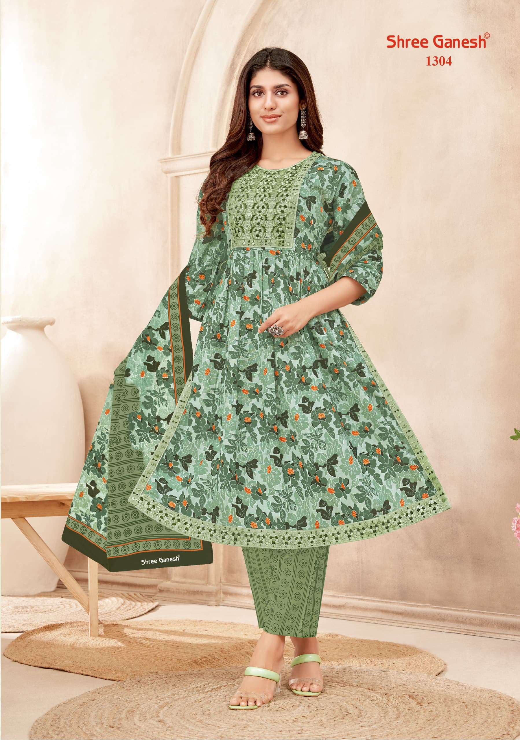 SHREE GANESH ZAARA VOL 3 COTTON NAIRA CUT PATTERN KURTI COMBO SET 