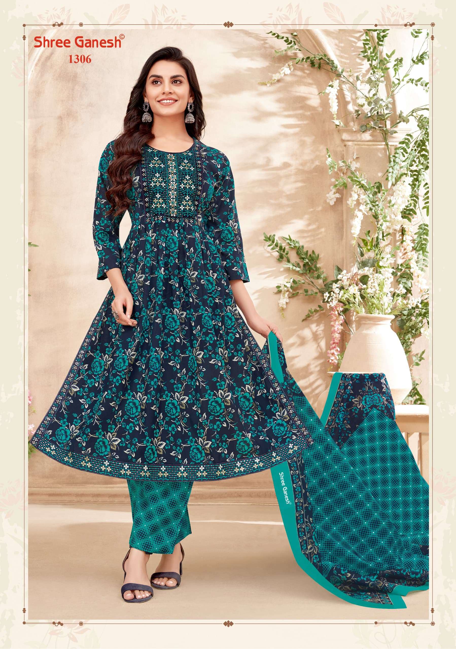 SHREE GANESH ZAARA VOL 3 COTTON NAIRA CUT PATTERN KURTI COMBO SET 