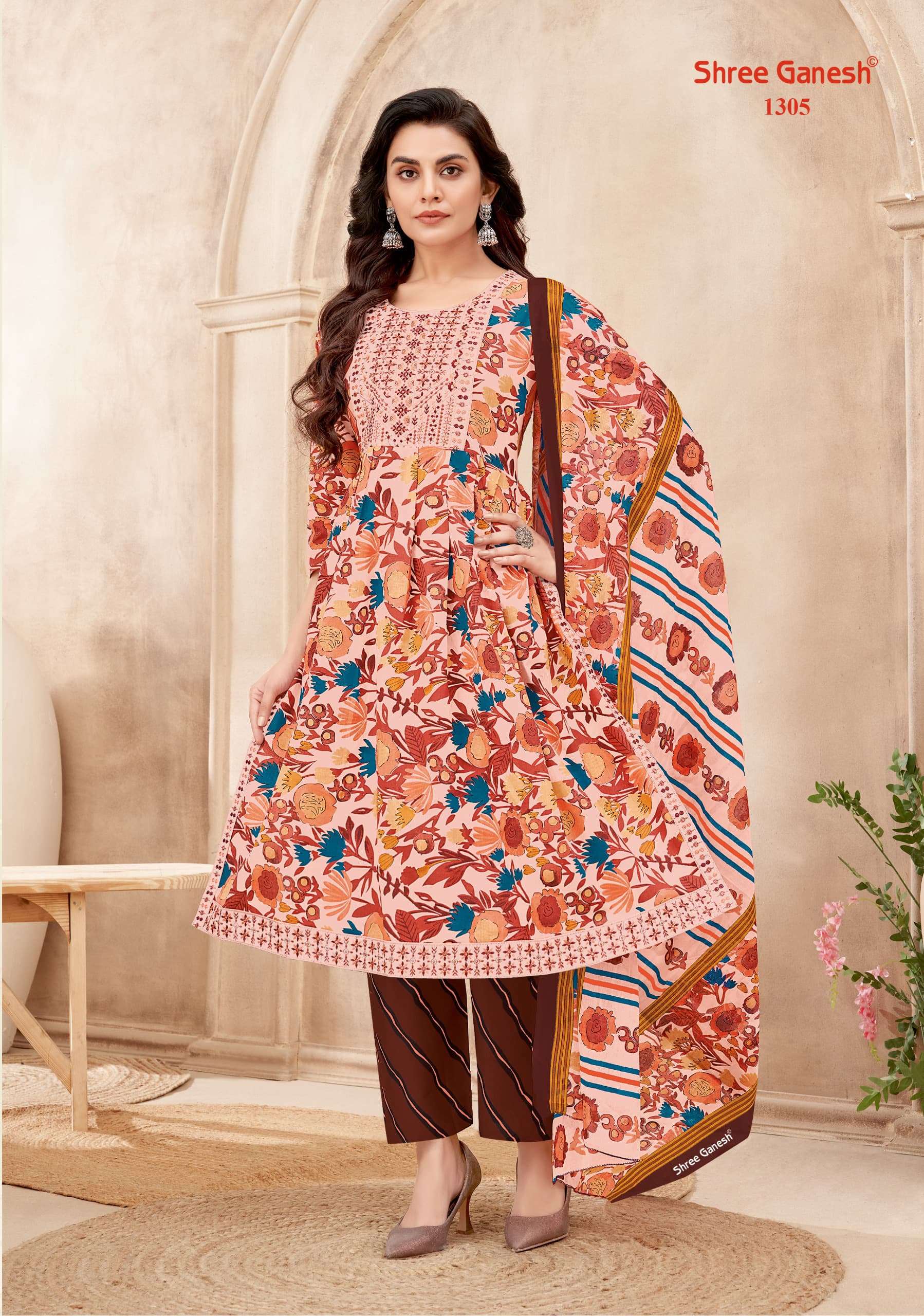 SHREE GANESH ZAARA VOL 3 COTTON NAIRA CUT PATTERN KURTI COMBO SET 