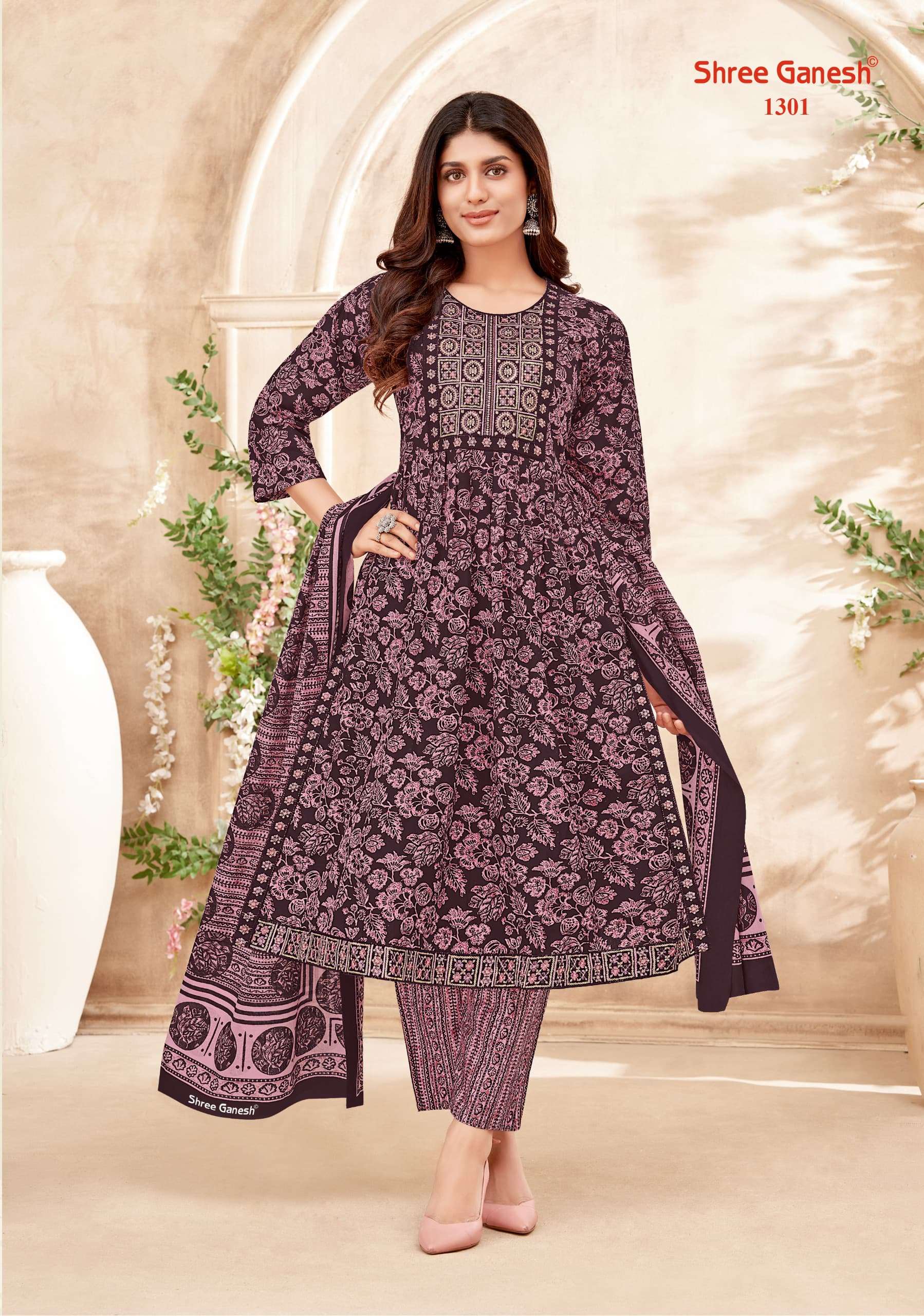 SHREE GANESH ZAARA VOL 3 COTTON NAIRA CUT PATTERN KURTI COMBO SET 
