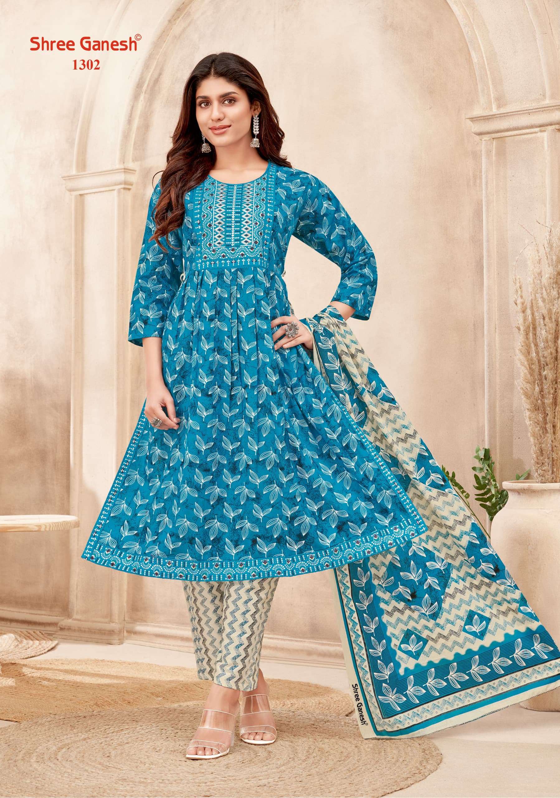 SHREE GANESH ZAARA VOL 3 COTTON NAIRA CUT PATTERN KURTI COMBO SET 