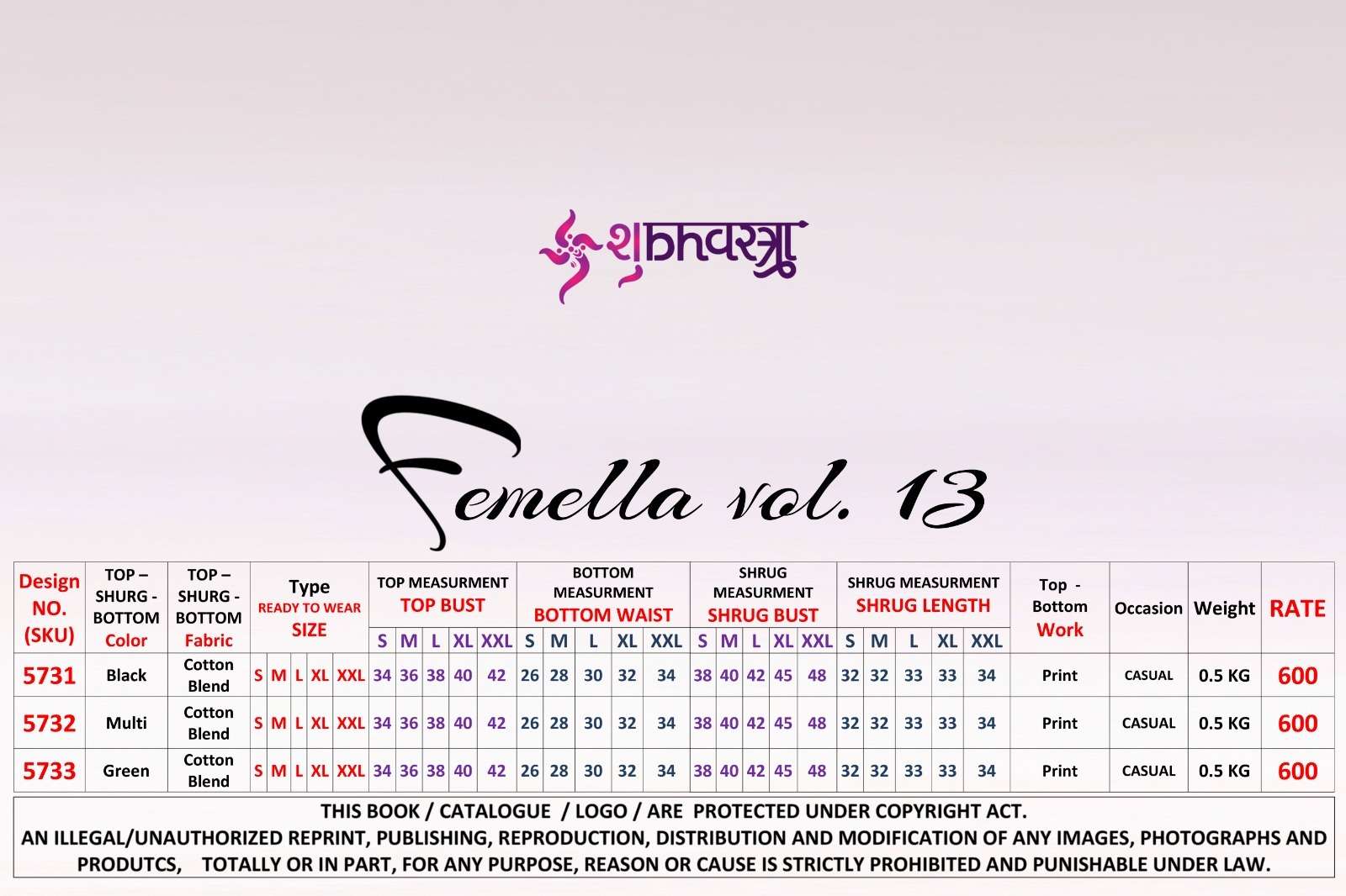 SHUBHVASTRA FEMELLA VOL 13 COTTON PRINT CAUSAL WEAR CORD SET