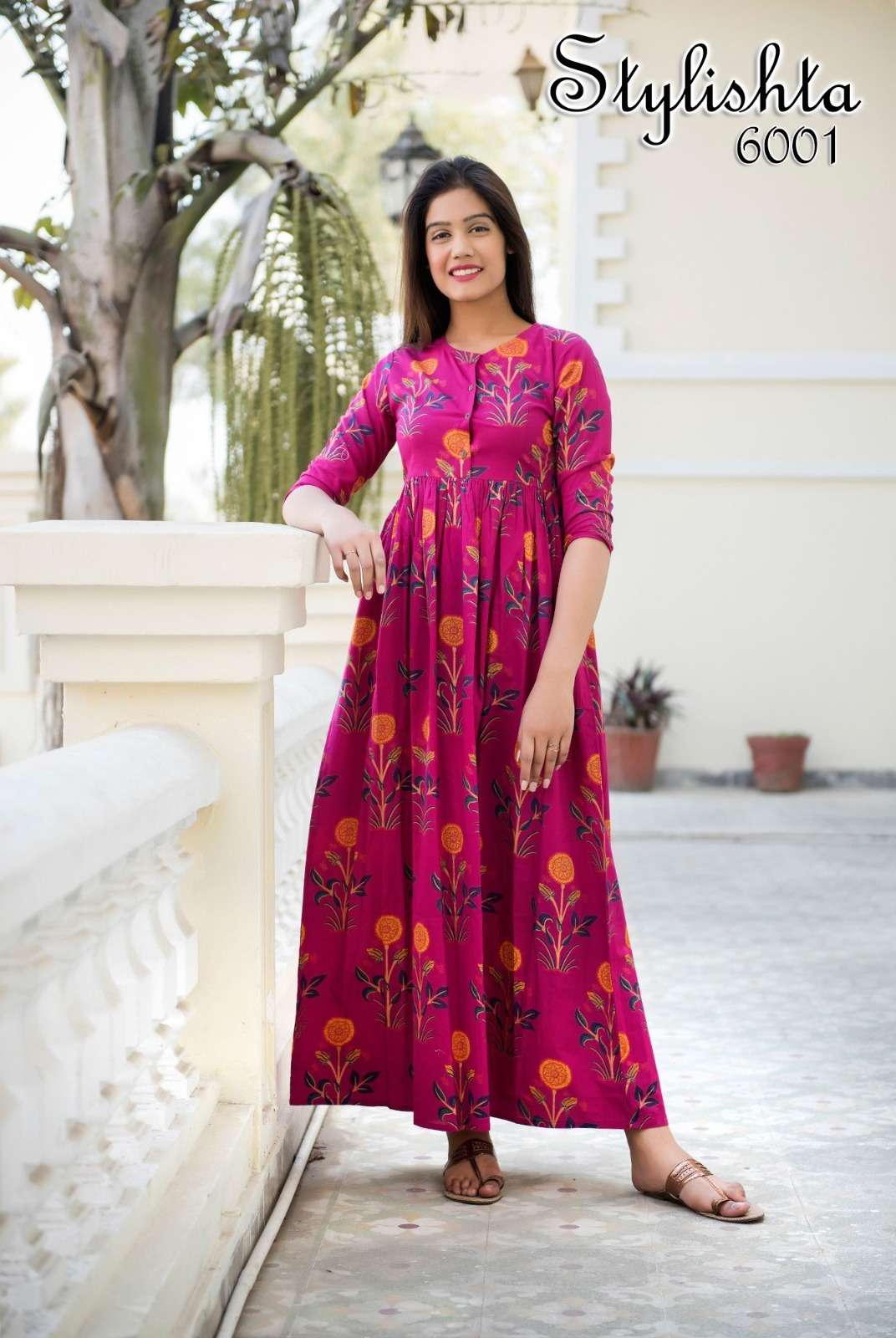 STYLISHTA SUPER HIT DESIGN MUSLIN DIGITAL PRINT FANCY LONG GOWN