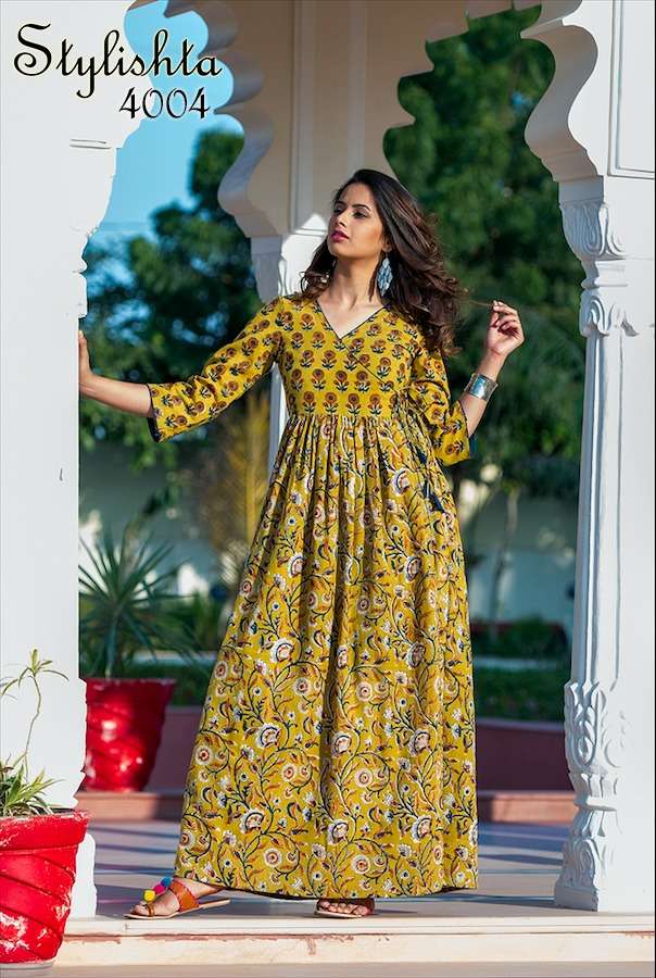 STYLISHTA SUPER HIT DESIGN MUSLIN DIGITAL PRINT FANCY LONG GOWN