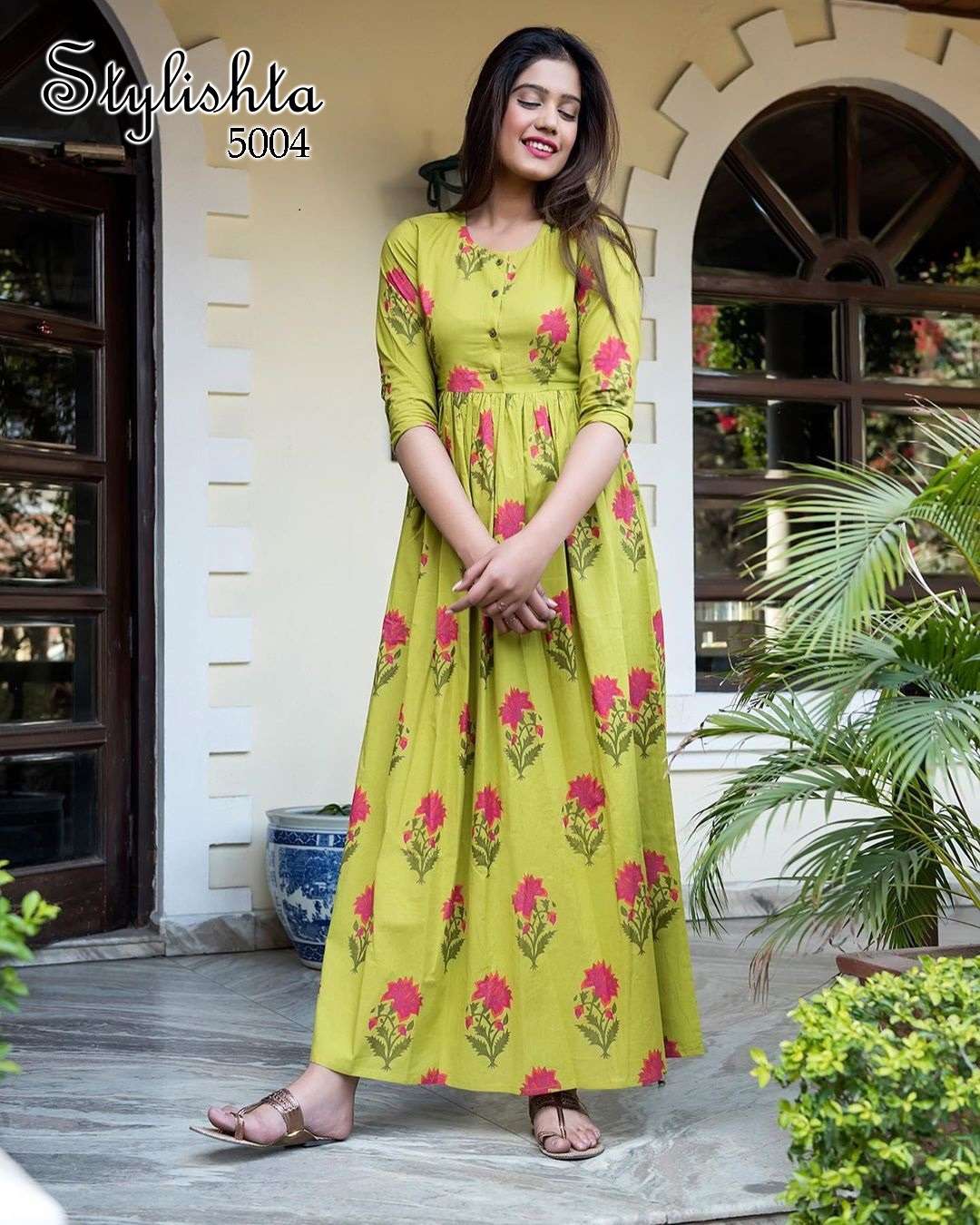 STYLISHTA SUPER HIT DESIGN MUSLIN DIGITAL PRINT FANCY LONG GOWN