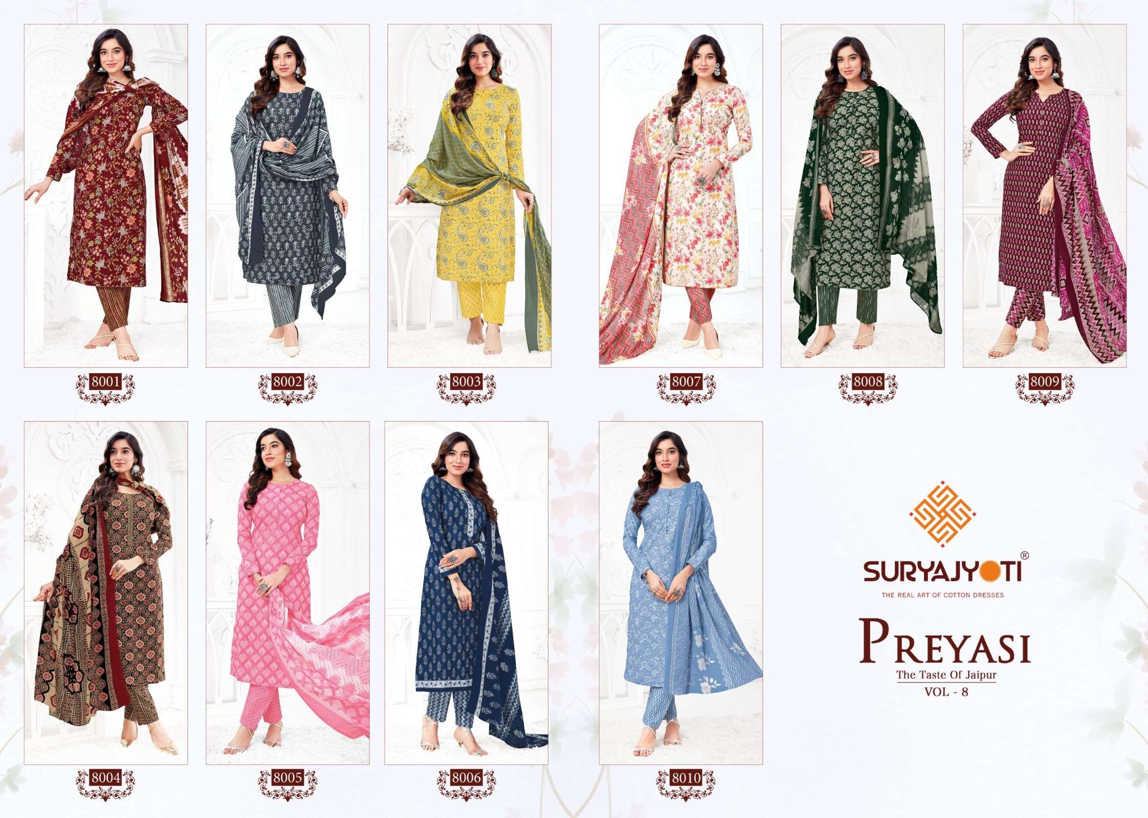 SURYAJYOTI PREYASI VOL 8 COTTON JAIPURI PRINT SALWAR SUIT