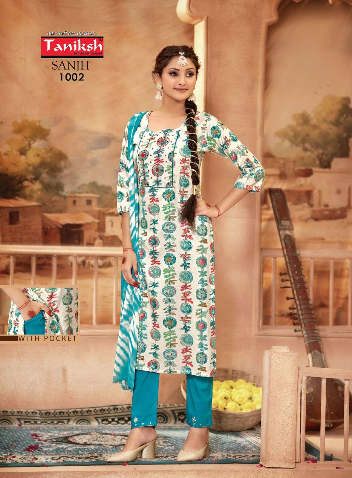 TANIKSH SANJH VOL 1 RAYON FANCY WORK KURTI COMBO SET 