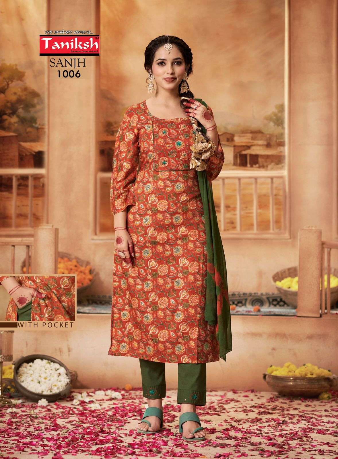 TANIKSH SANJH VOL 1 RAYON FANCY WORK KURTI COMBO SET 
