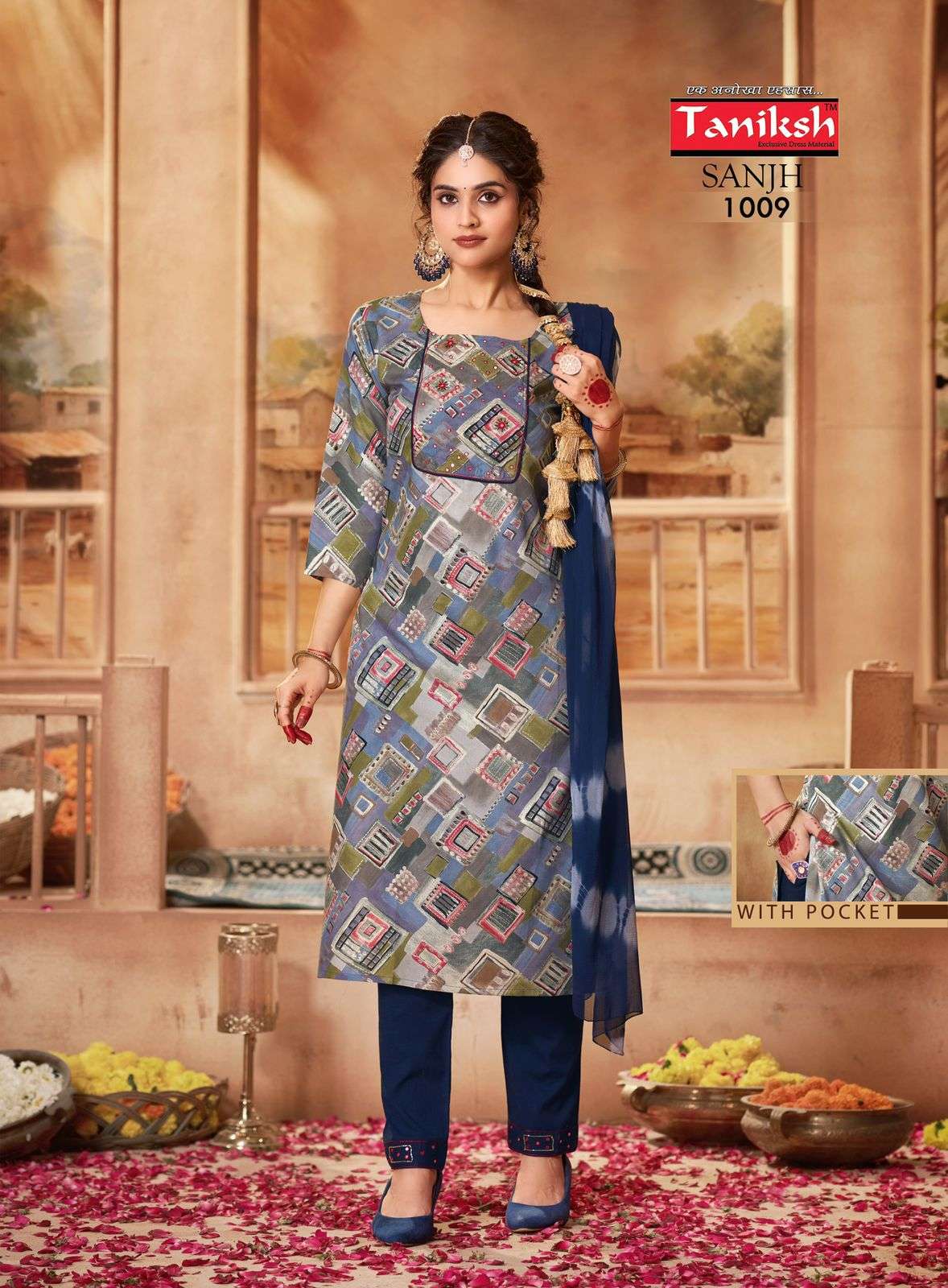 TANIKSH SANJH VOL 1 RAYON FANCY WORK KURTI COMBO SET 