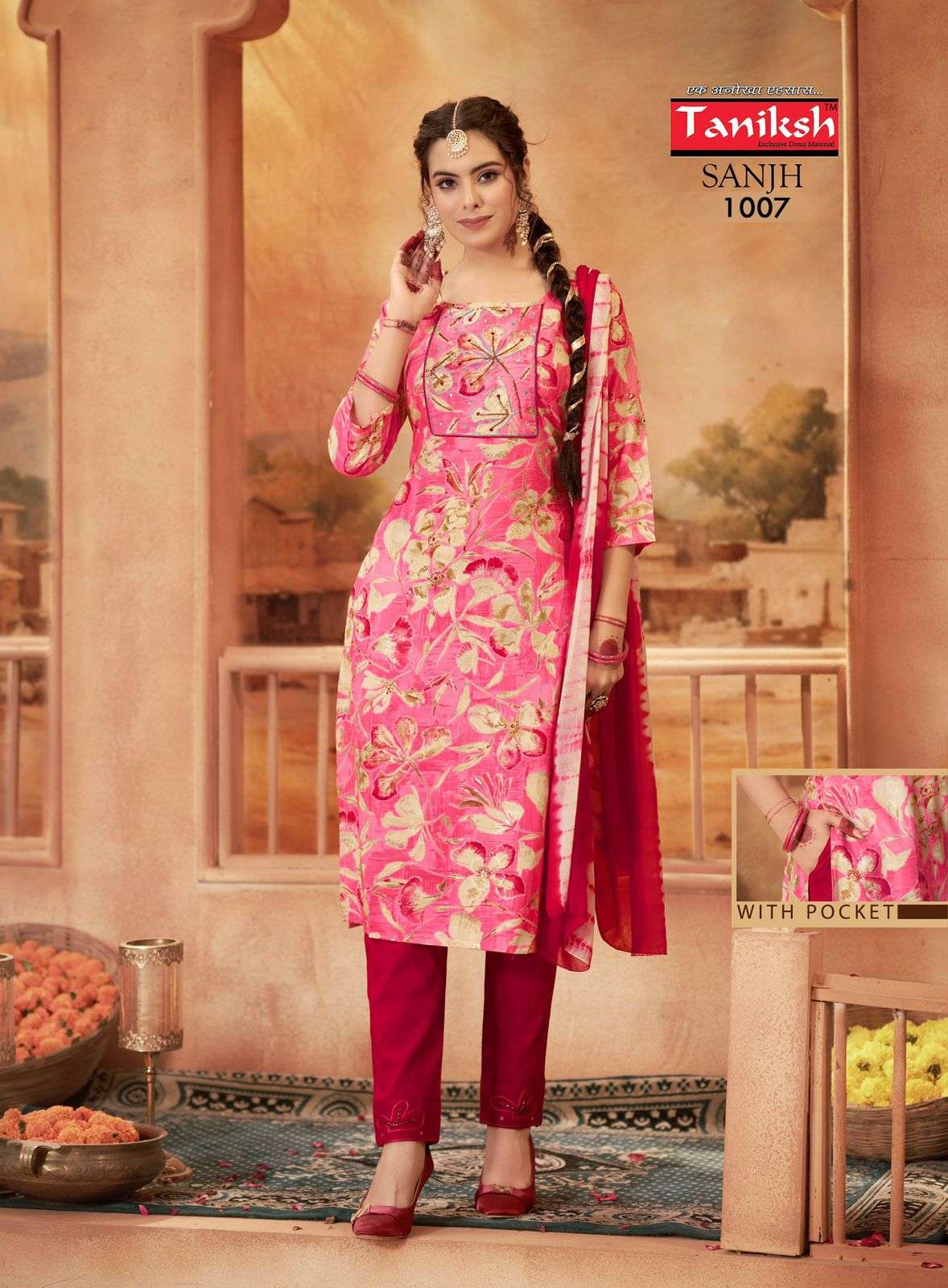 TANIKSH SANJH VOL 1 RAYON FANCY WORK KURTI COMBO SET 