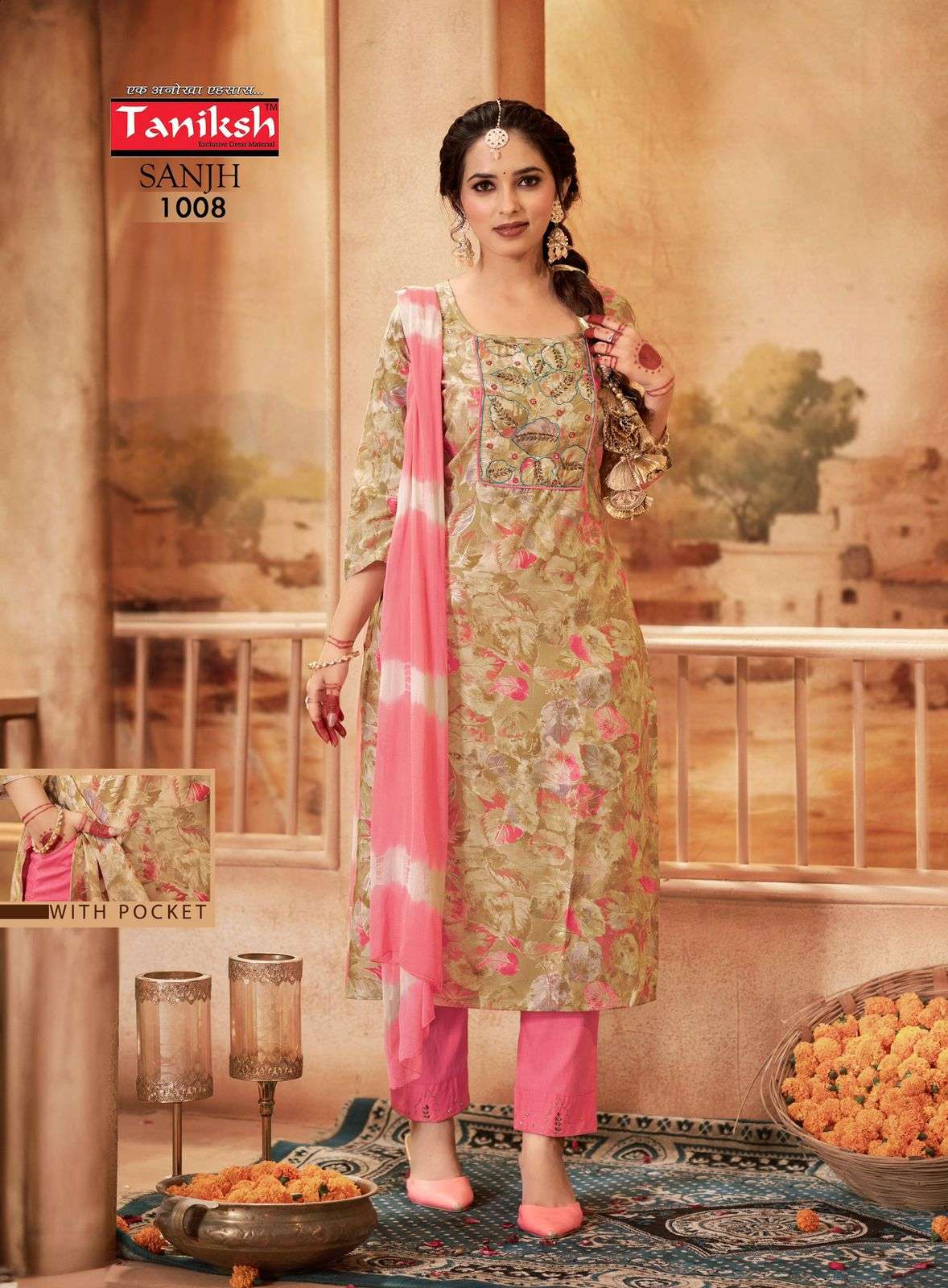 TANIKSH SANJH VOL 1 RAYON FANCY WORK KURTI COMBO SET 