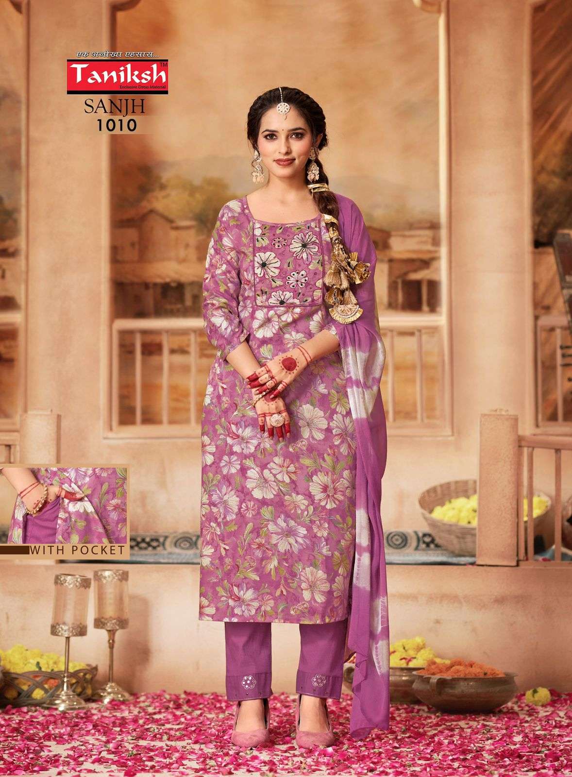 TANIKSH SANJH VOL 1 RAYON FANCY WORK KURTI COMBO SET 