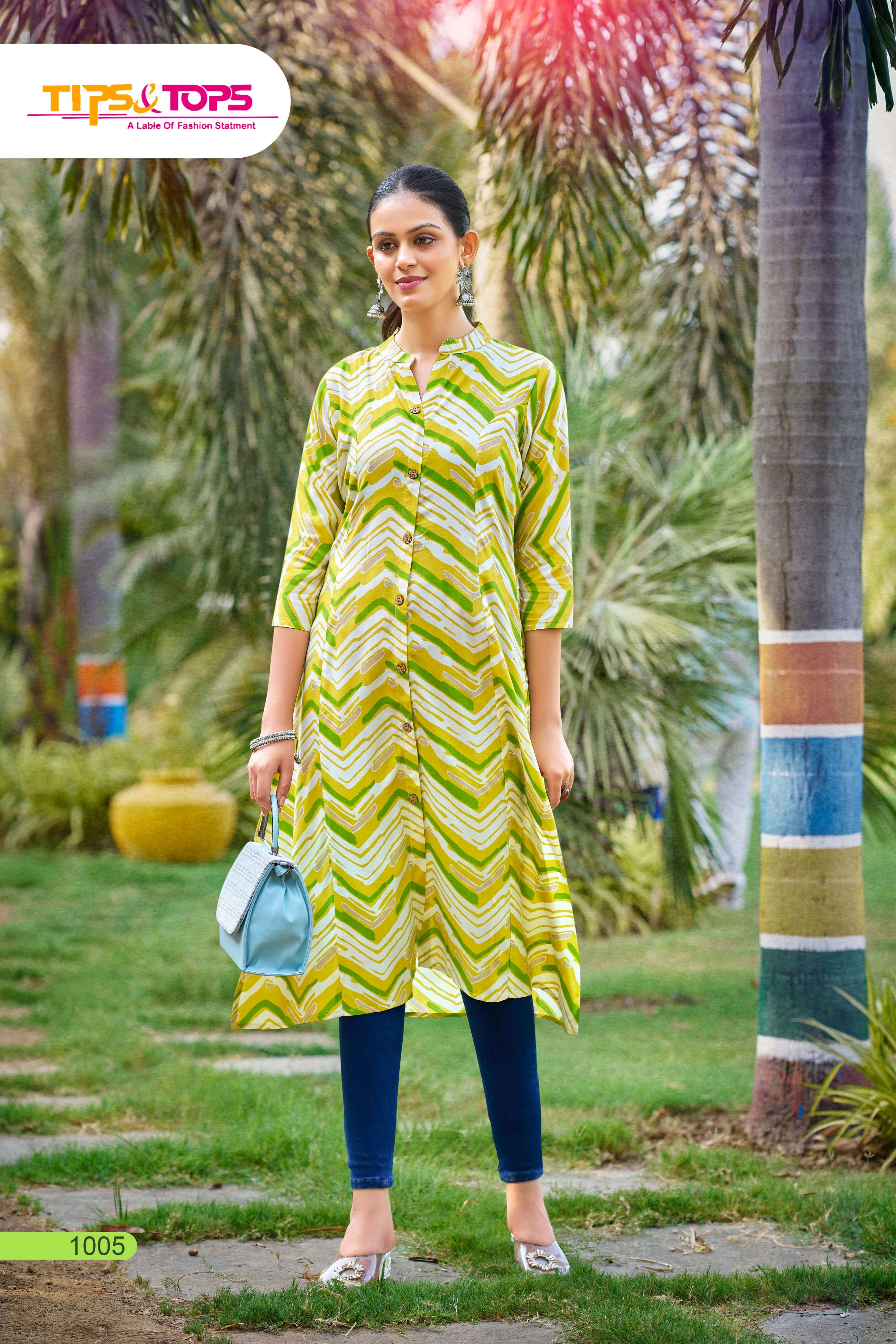 TIPS AND TOPS MIMI VOL 2 RAYON PRINT FANCY STRAIGHT KURTI