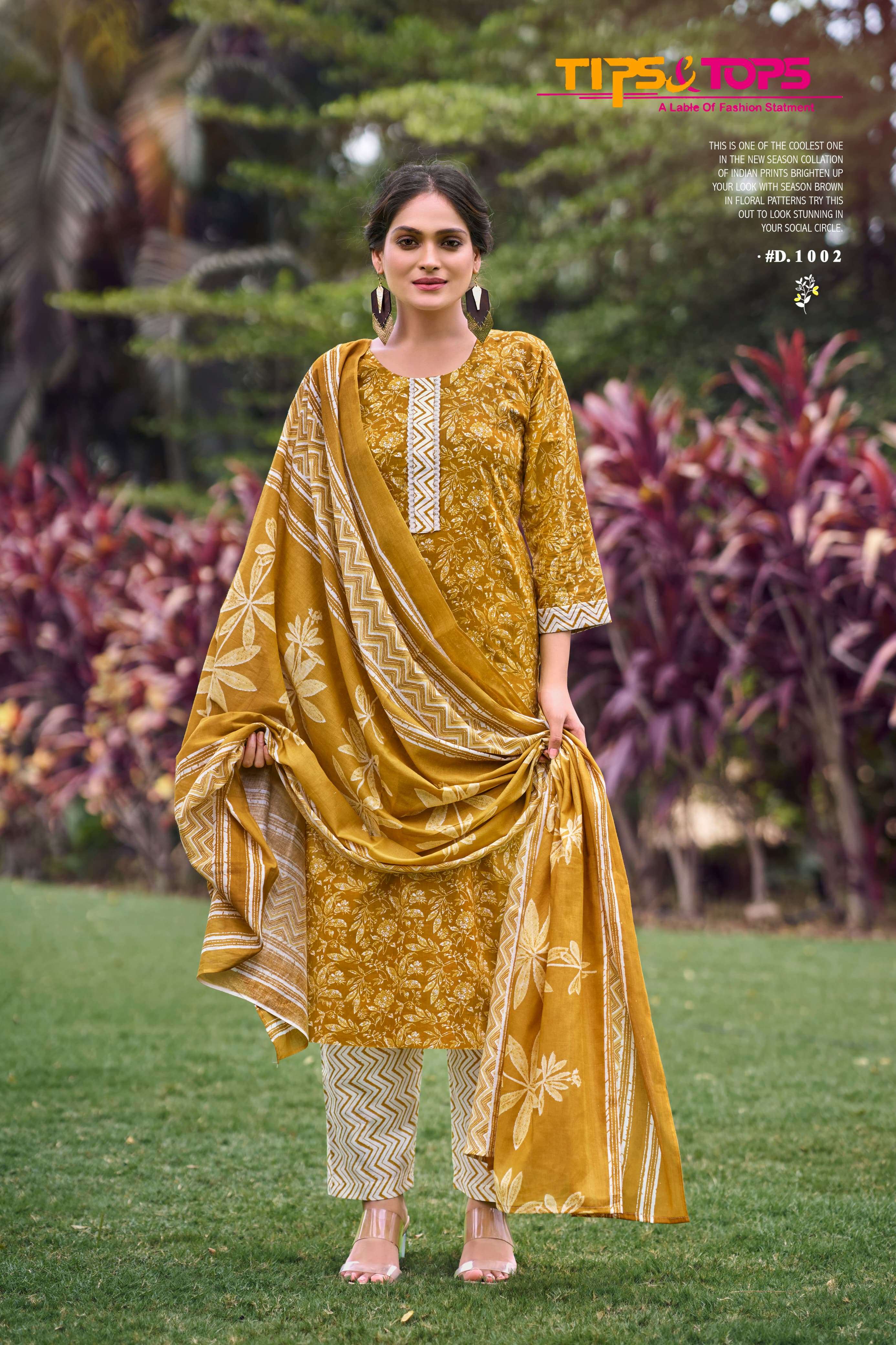 TIPS AND TOPS  SUMMER FASHION VOL 7 COTTON PRINT FANCY KURTI COMBO SET 