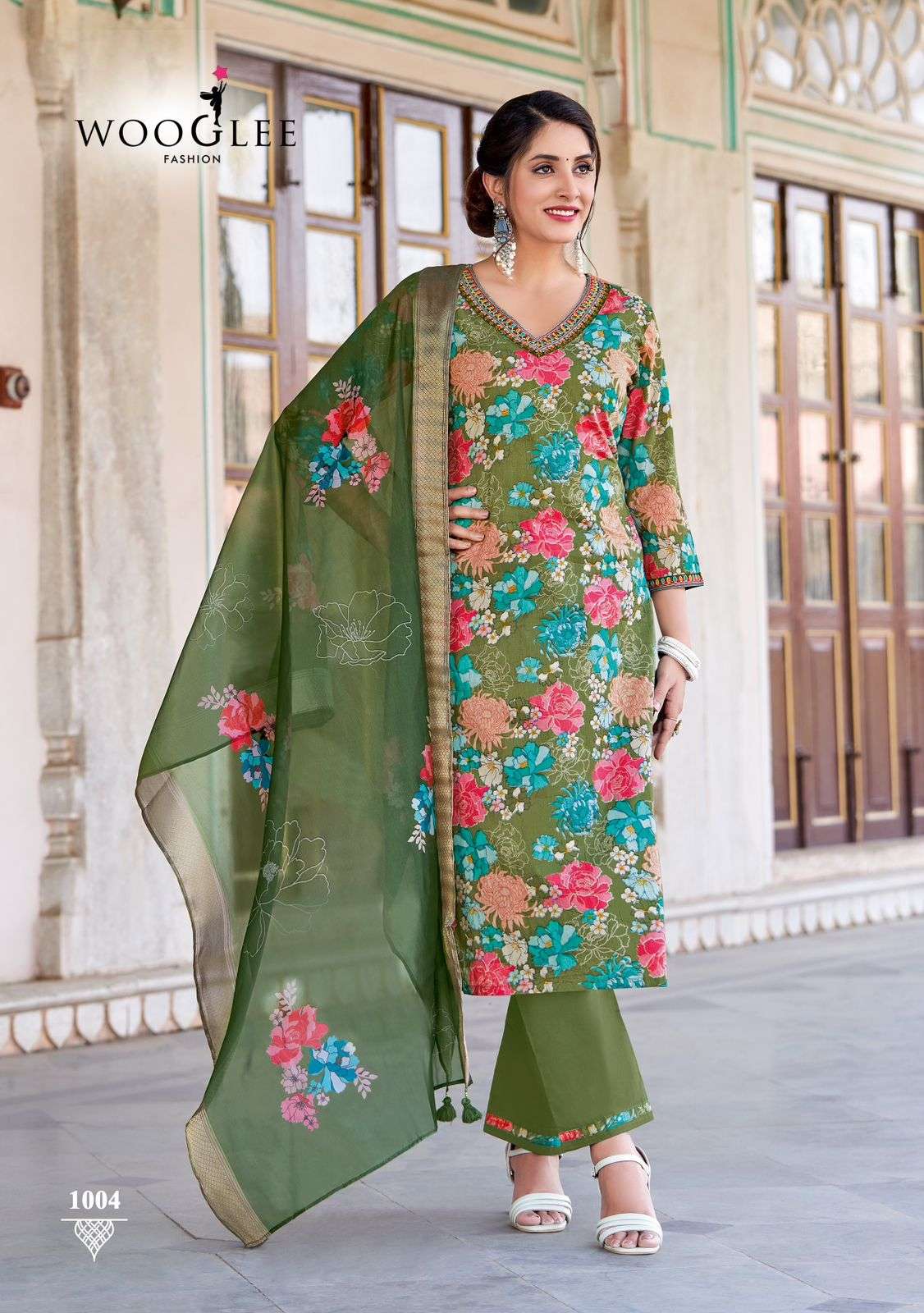 WOOGLEE ICONIC COTTON HAND WORK DESIGNER KURTI COMBO SET 