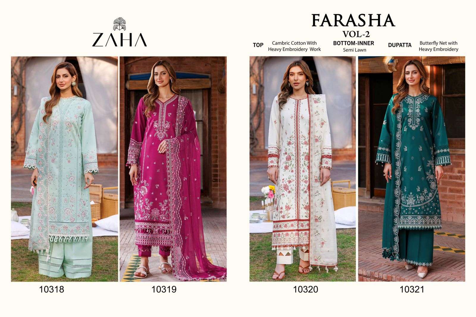 ZAHA FARASHA VOL 2 COTTON EMBROIDERY DESIGNER PAKISTANI SUIT