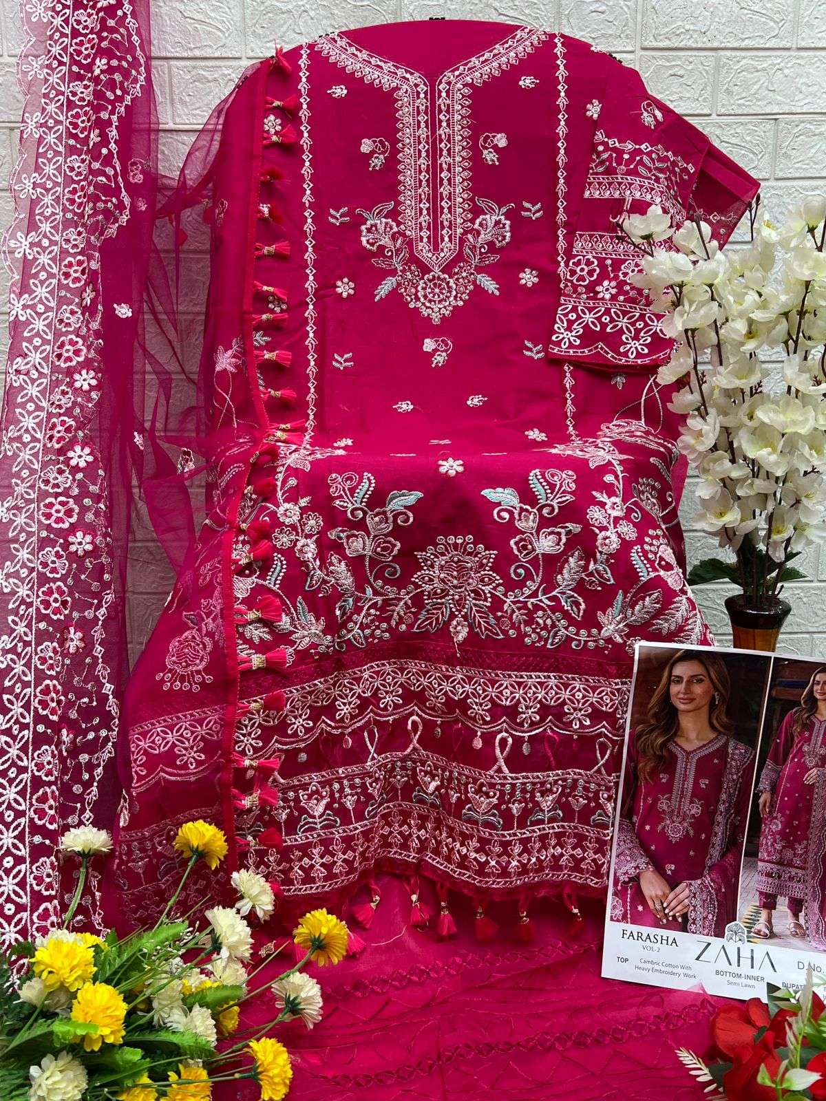 ZAHA FARASHA VOL 2 COTTON EMBROIDERY DESIGNER PAKISTANI SUIT