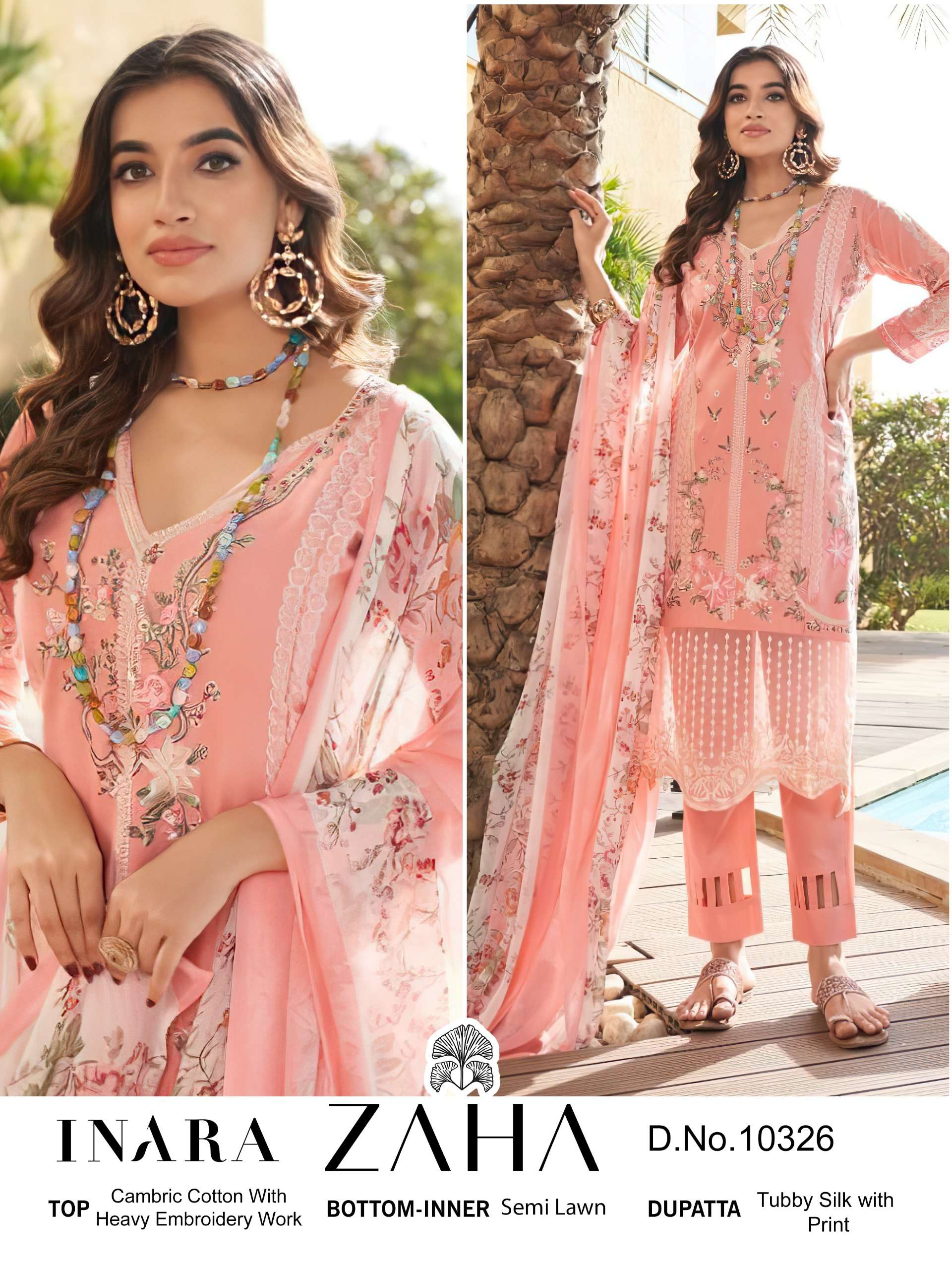 ZAHA INARA VOL 1 COTTON HEAVY EMBROIDERY DESIGNER PAKISTANI SUIT