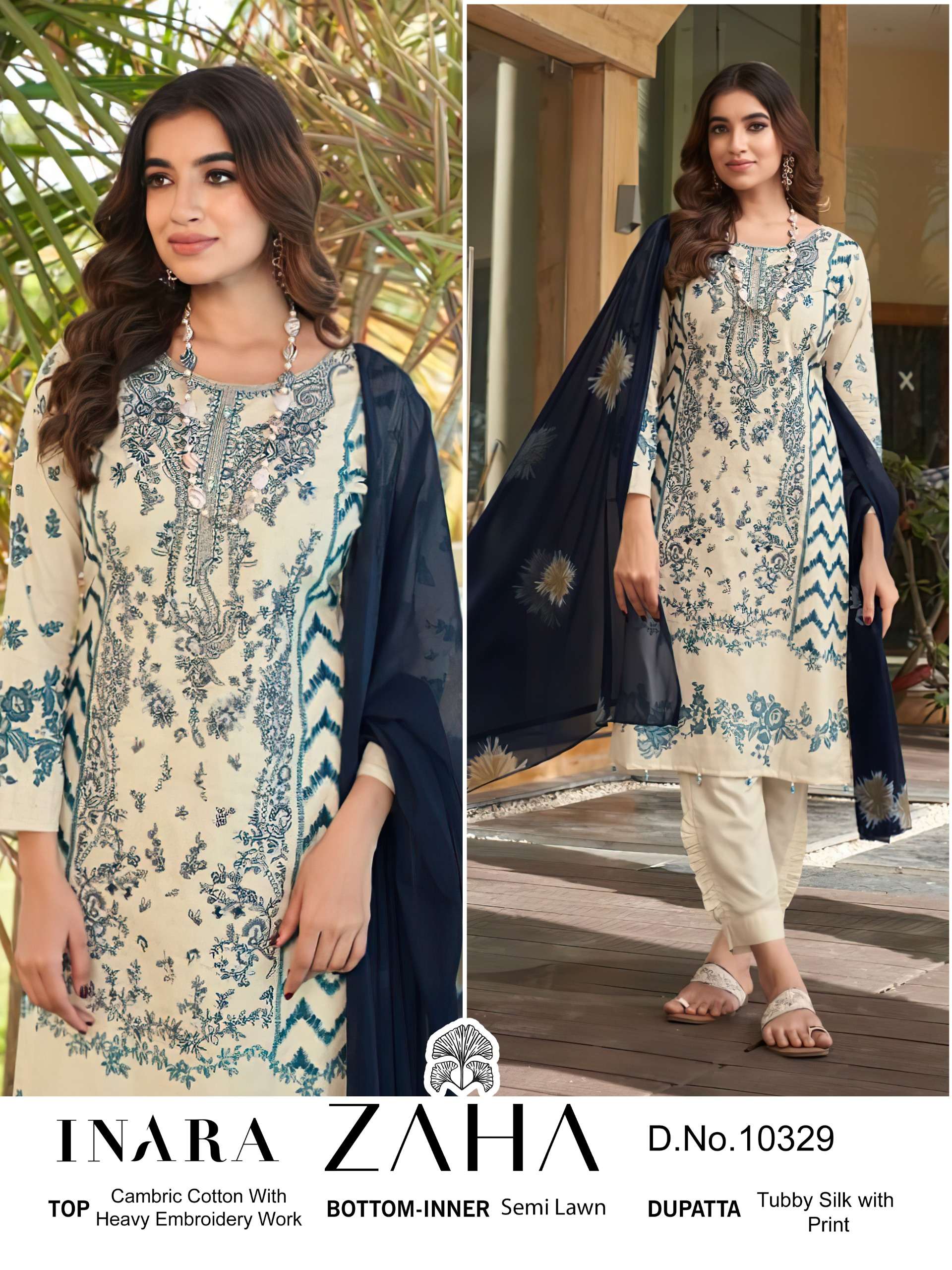 ZAHA INARA VOL 1 COTTON HEAVY EMBROIDERY DESIGNER PAKISTANI SUIT