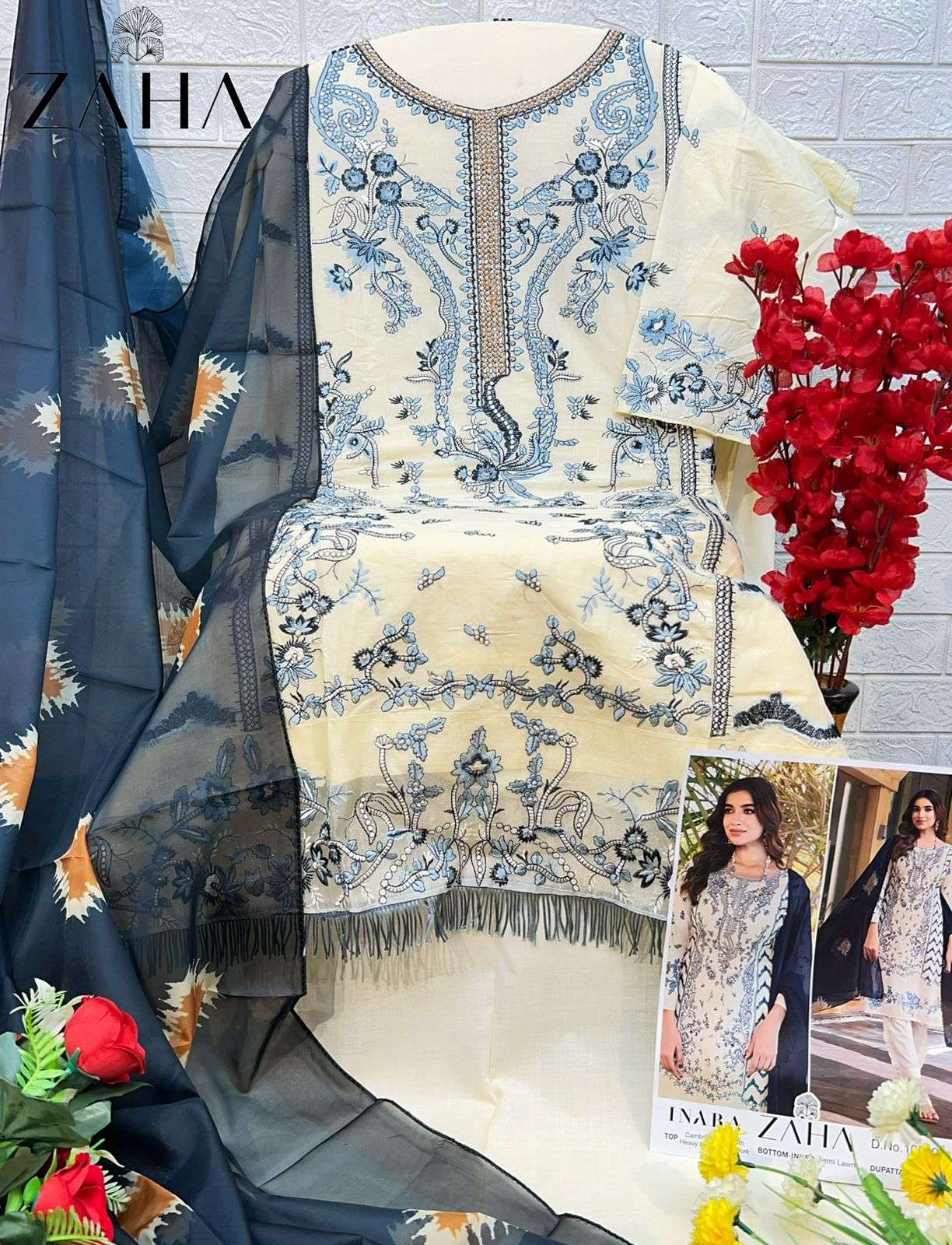 ZAHA INARA VOL 1 COTTON HEAVY EMBROIDERY DESIGNER PAKISTANI SUIT