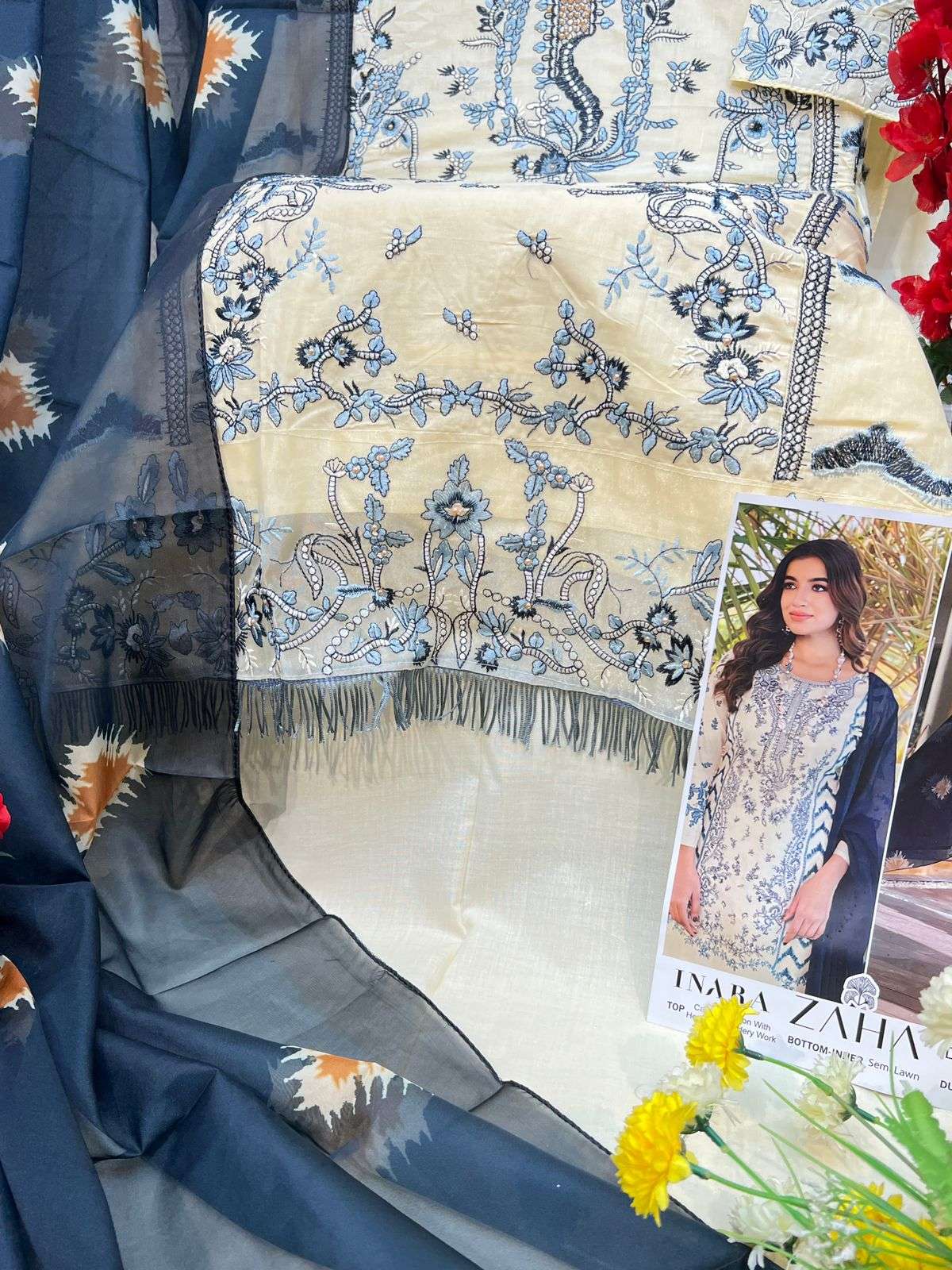 ZAHA INARA VOL 1 COTTON HEAVY EMBROIDERY DESIGNER PAKISTANI SUIT