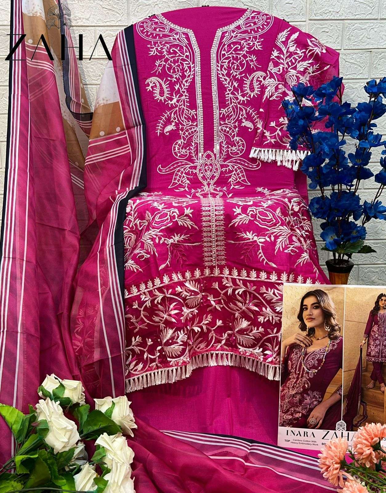 ZAHA INARA VOL 1 COTTON HEAVY EMBROIDERY DESIGNER PAKISTANI SUIT