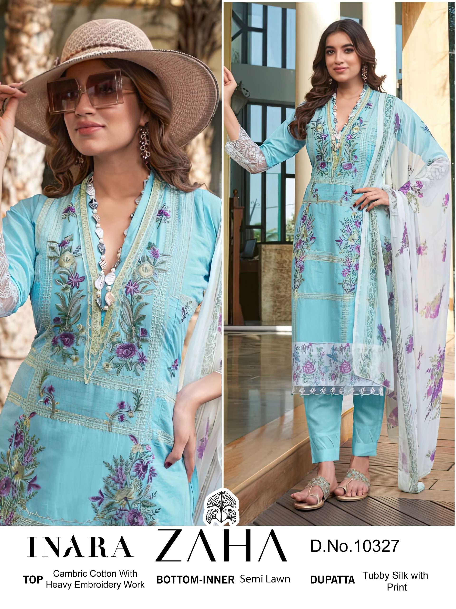 ZAHA INARA VOL 1 COTTON HEAVY EMBROIDERY DESIGNER PAKISTANI SUIT