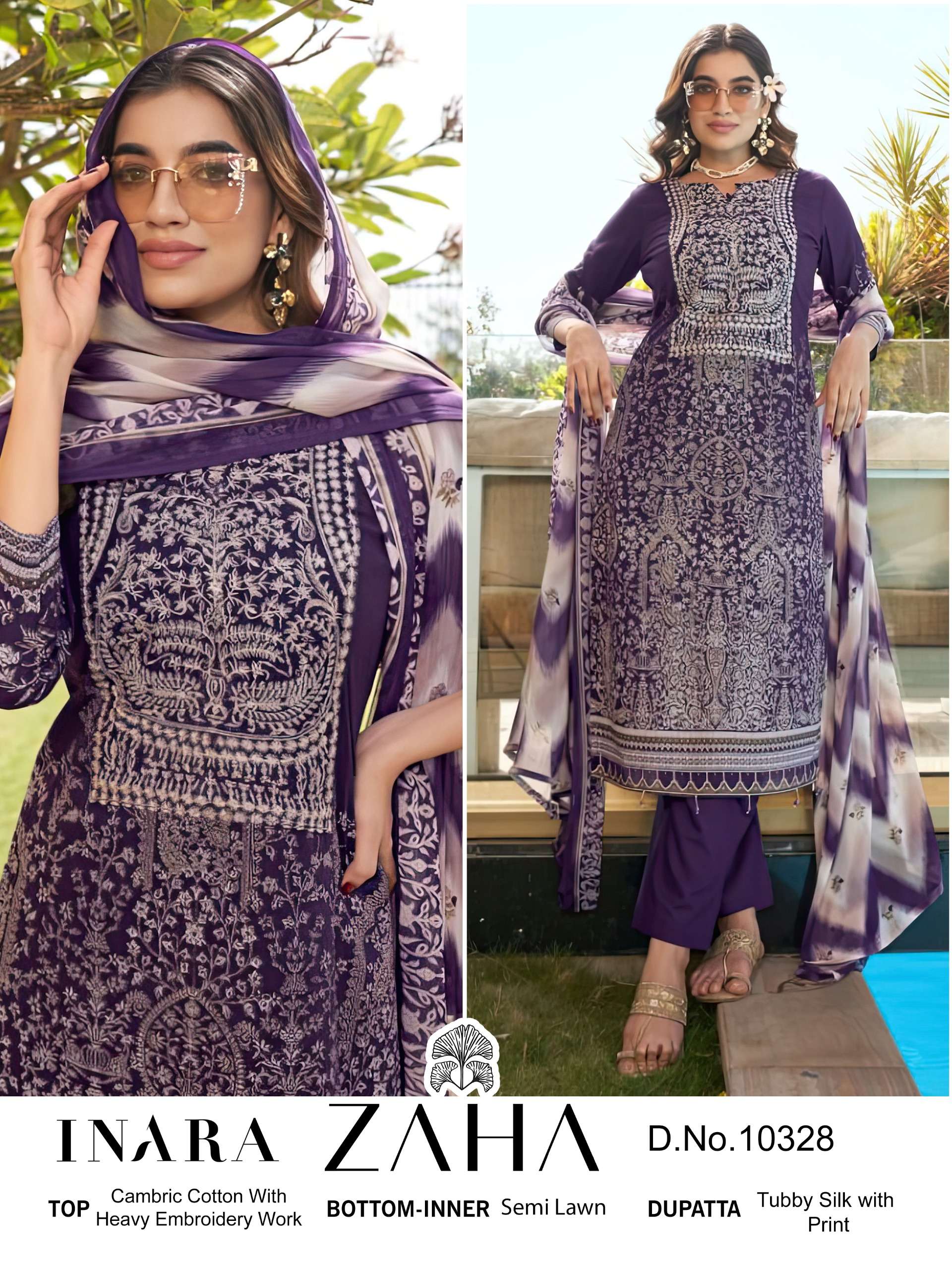 ZAHA INARA VOL 1 COTTON HEAVY EMBROIDERY DESIGNER PAKISTANI SUIT