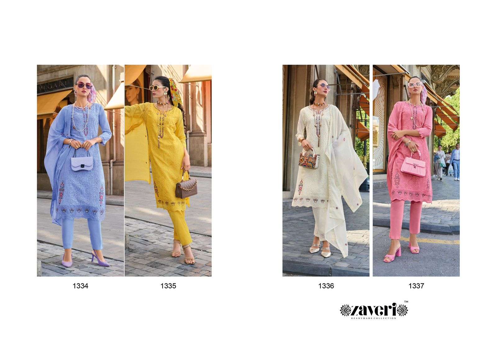 ZAVERI WOMAN BEAUTY MARUEL COTTON EMBROIDERY KURTI COMBO SET 