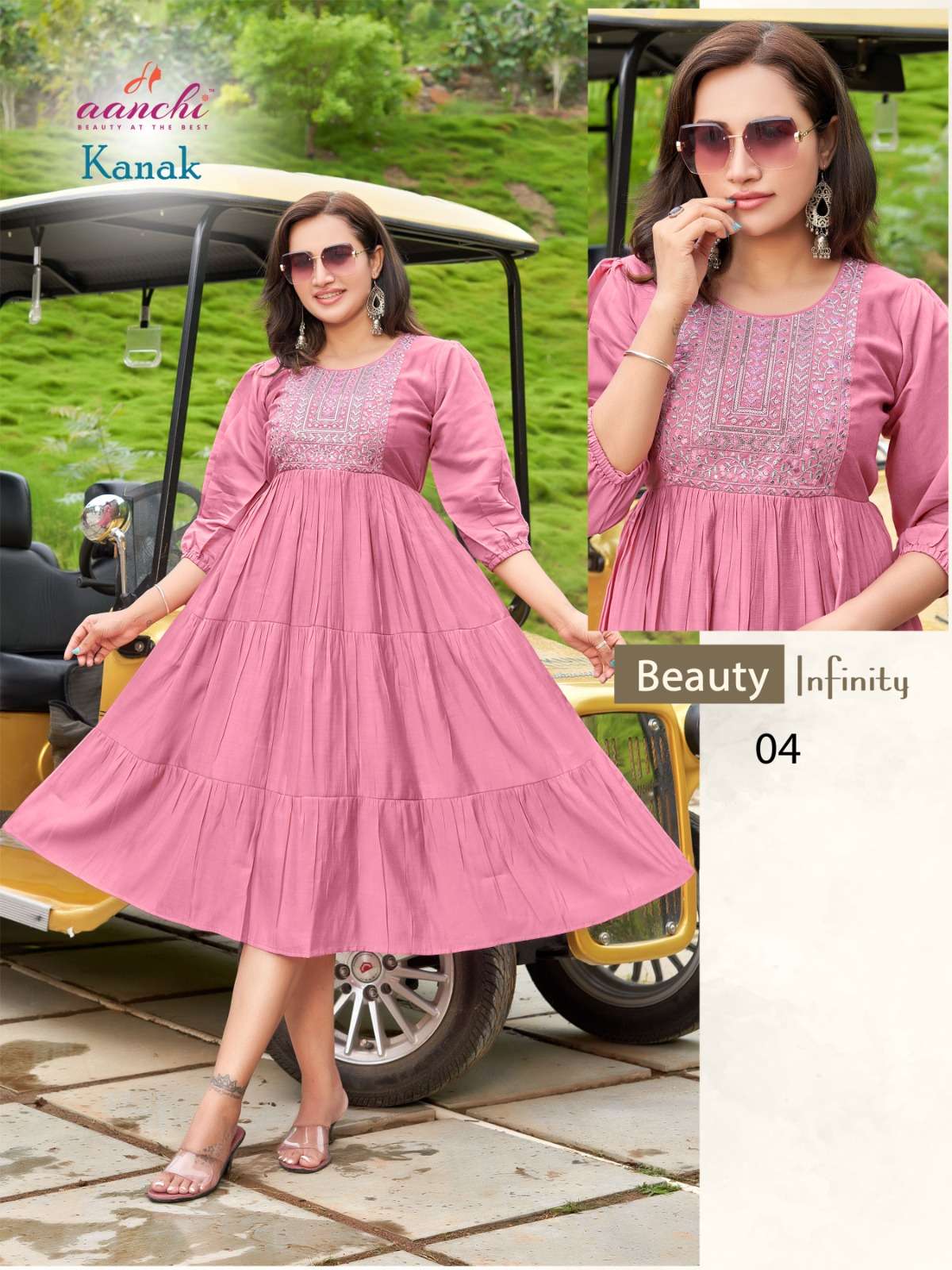 AANCHI KURTIS KANAK SILK FANCY WEAR MIDI GOWN