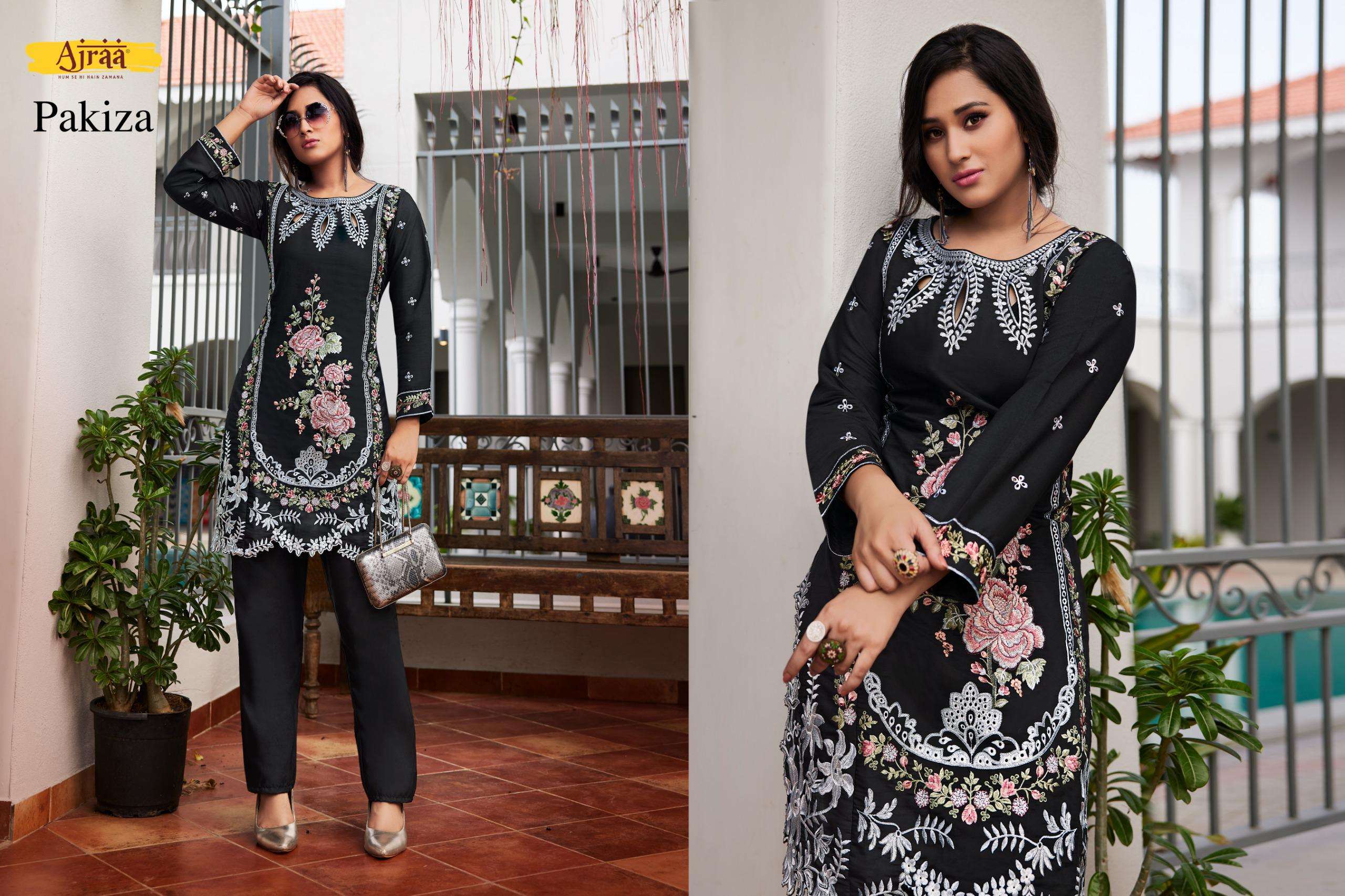 AJRAA PAKIZA EMBROIDERY DESIGNER KURTI WITH BOTTOM SET