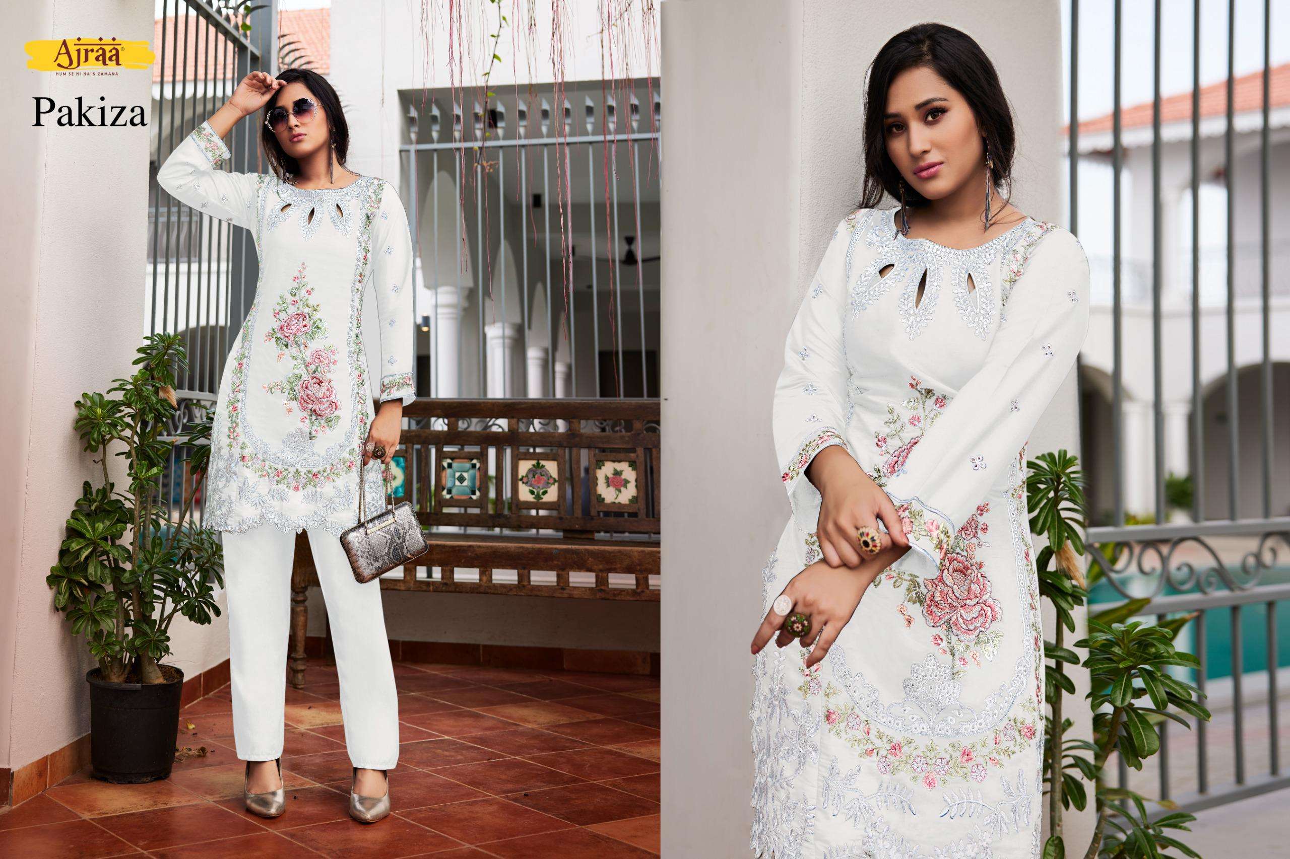 AJRAA PAKIZA EMBROIDERY DESIGNER KURTI WITH BOTTOM SET
