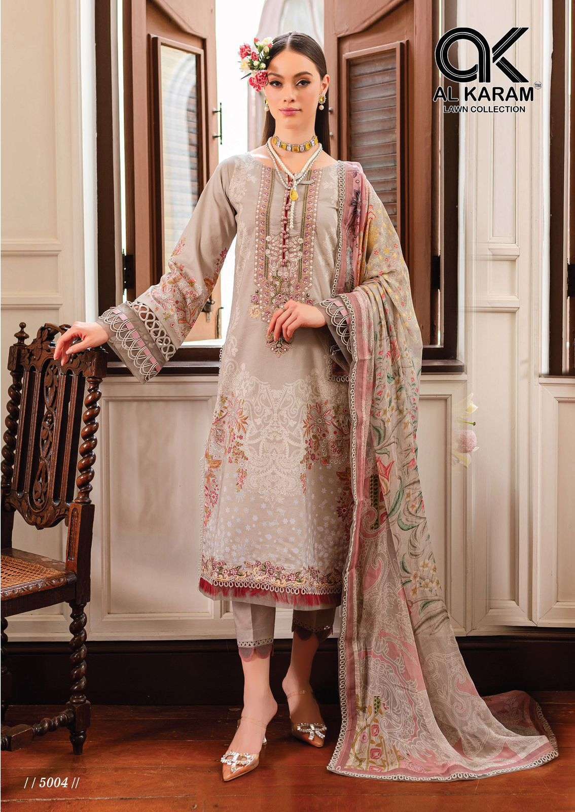 AL KARAM QUEENS COURT VOL 5 COTTON DIGITAL PRINT SUIT