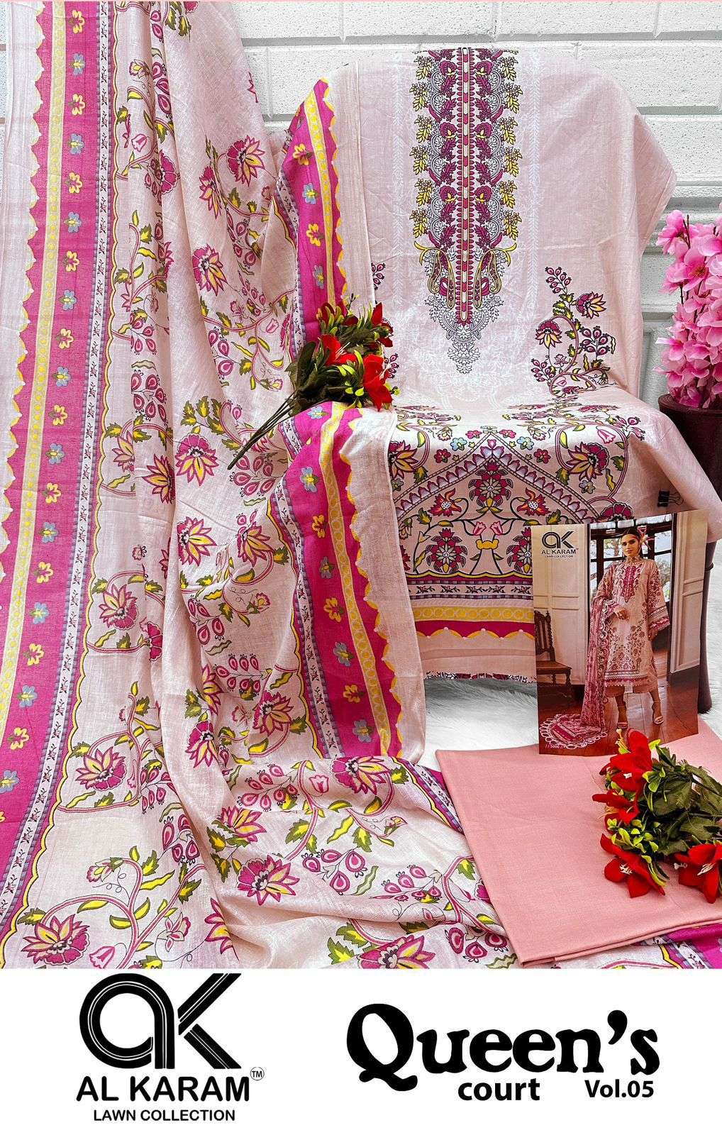 AL KARAM QUEENS COURT VOL 5 COTTON DIGITAL PRINT SUIT
