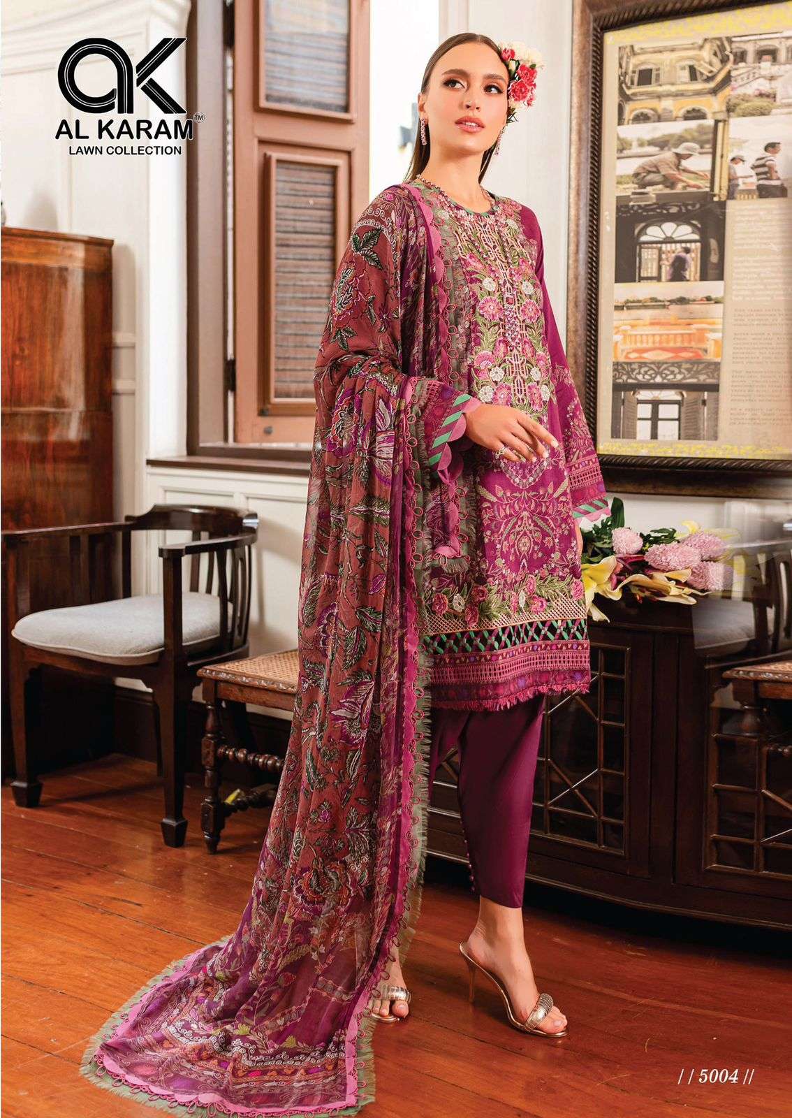 AL KARAM QUEENS COURT VOL 5 COTTON DIGITAL PRINT SUIT