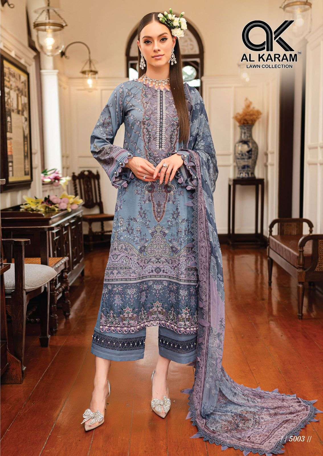 AL KARAM QUEENS COURT VOL 5 COTTON DIGITAL PRINT SUIT